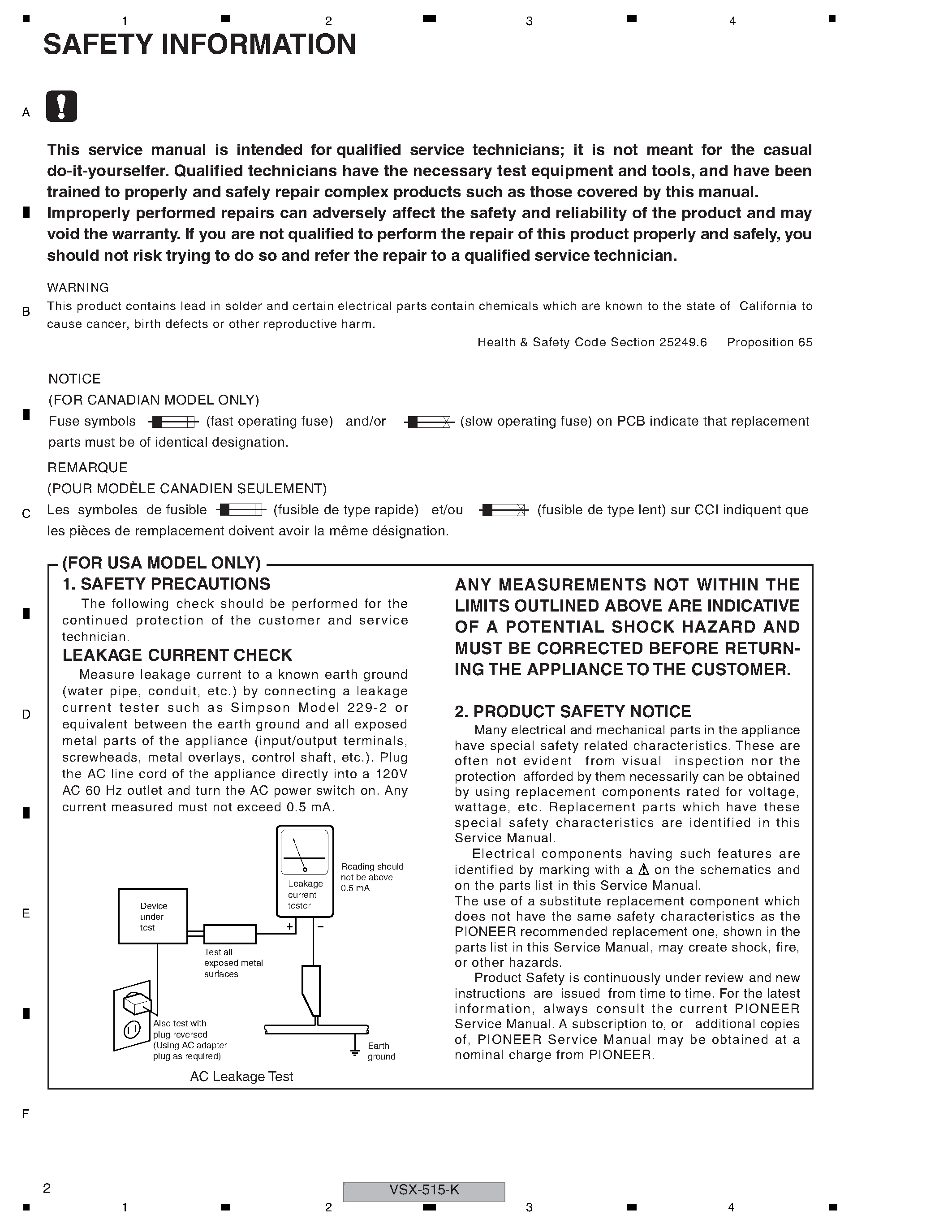 Datasheet VSX-515-K - page 2