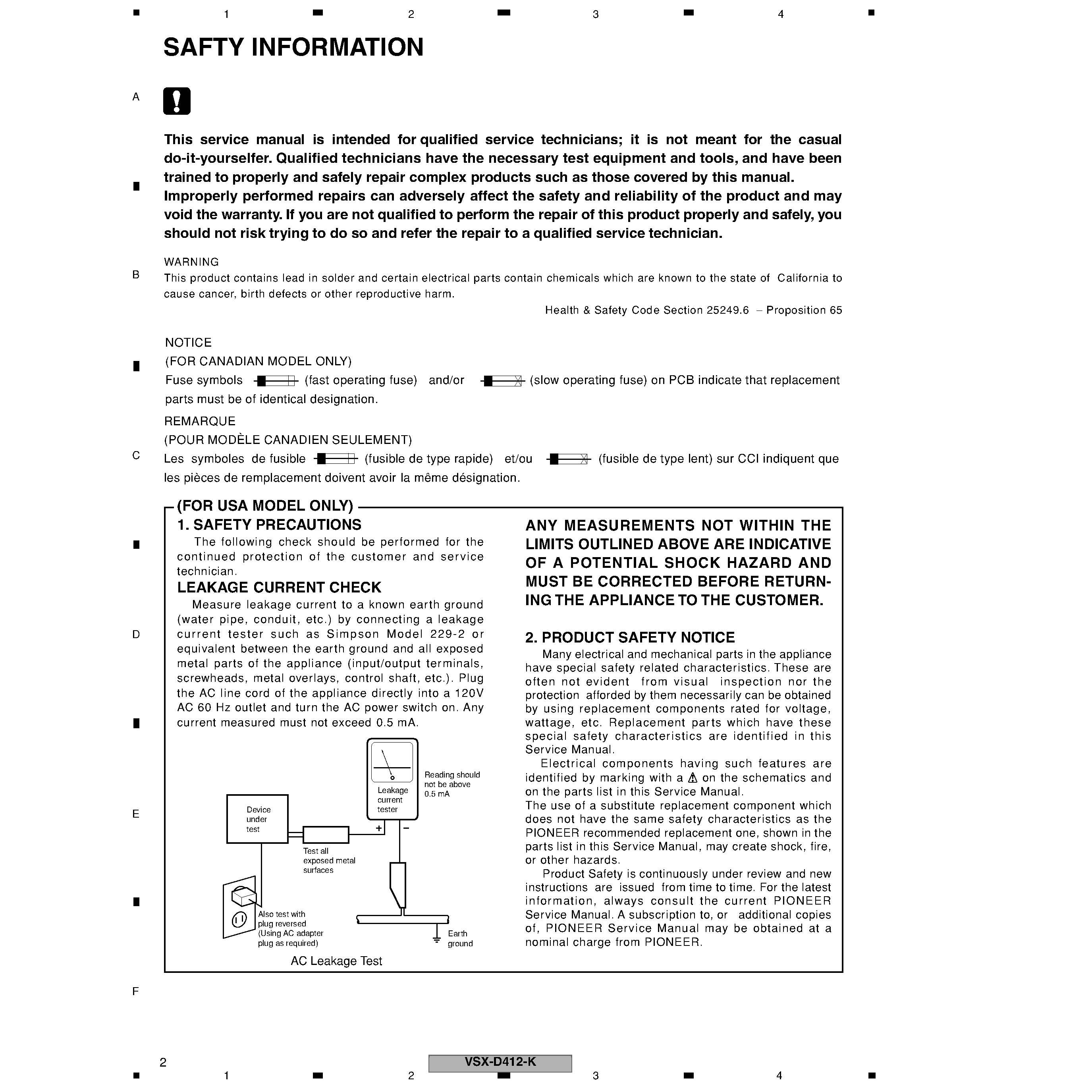 Datasheet VSX-D412-K - page 2