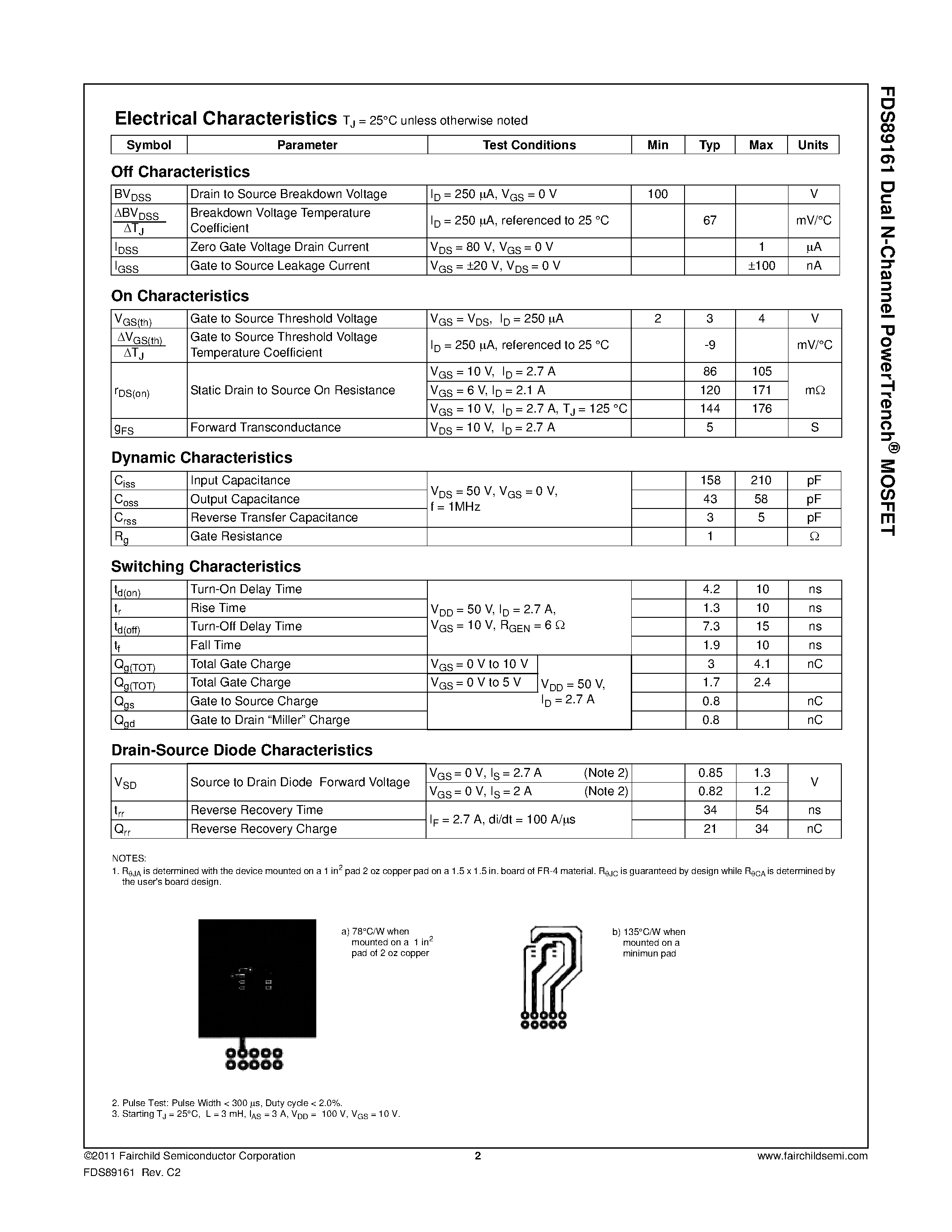 Datasheet FDS89161 - page 2