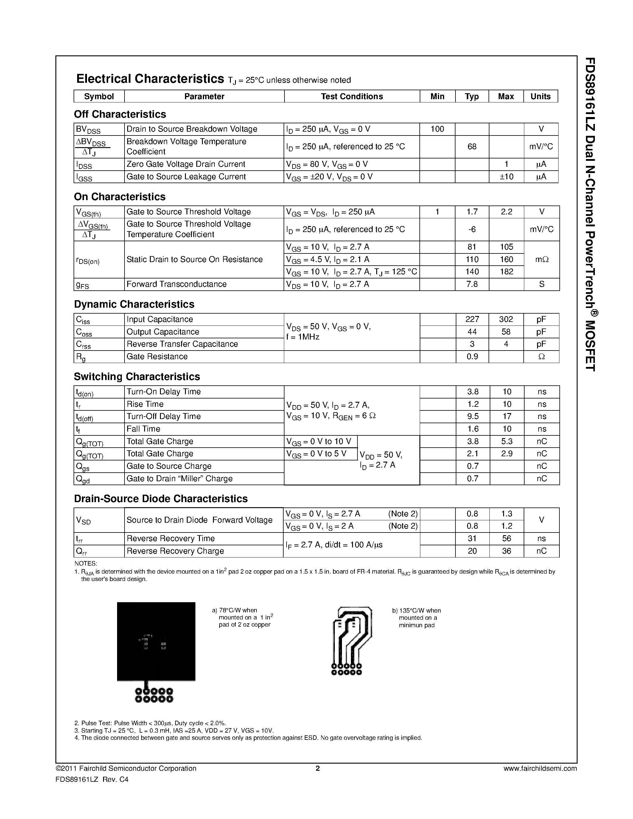 Datasheet FDS89161LZ - page 2