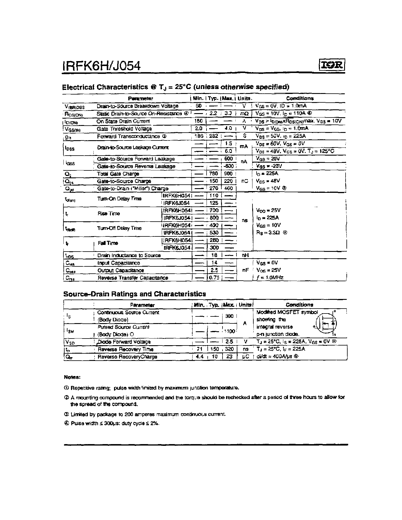 Datasheet IRFK6H054 - page 2