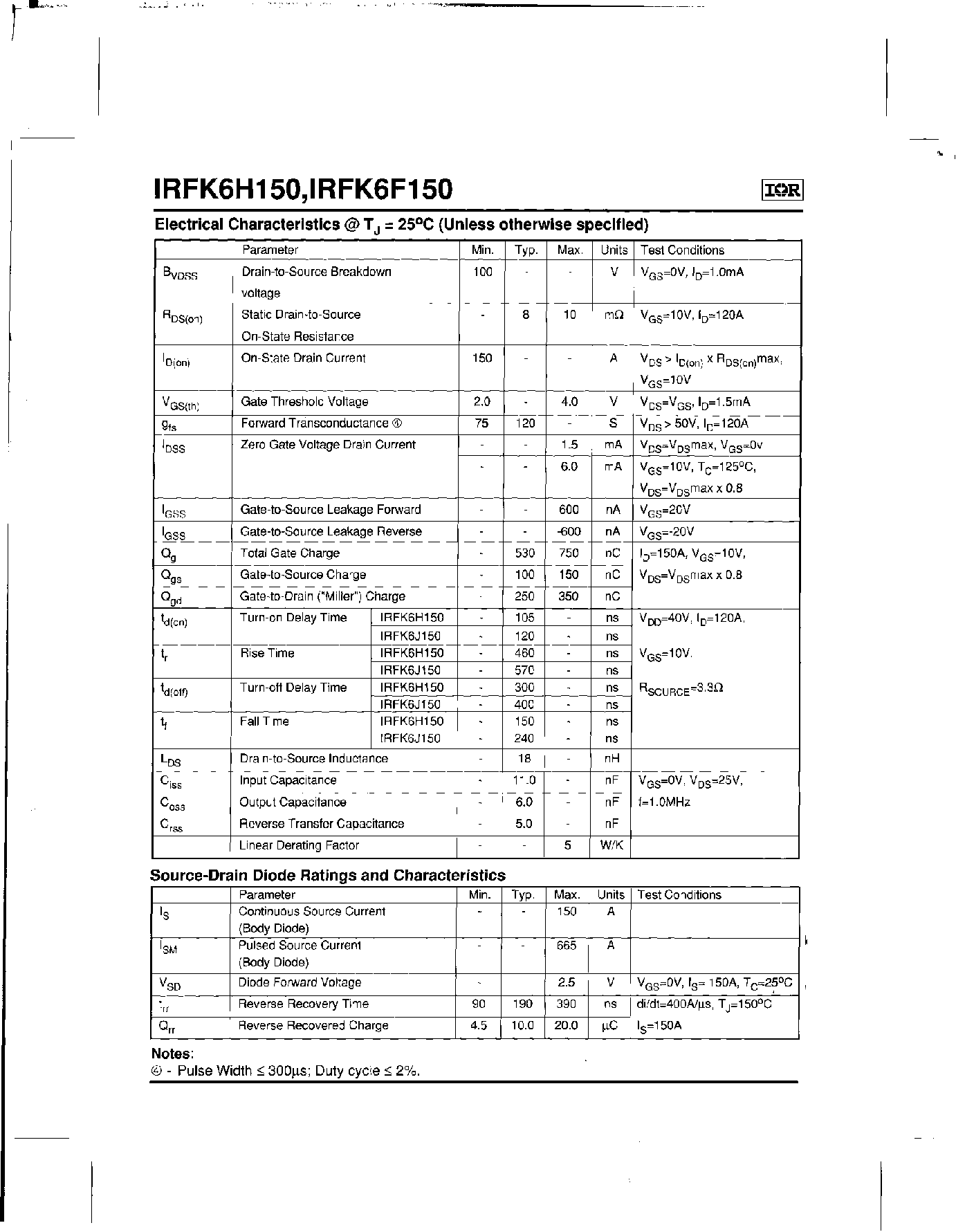 Datasheet IRFK6H150 - page 2