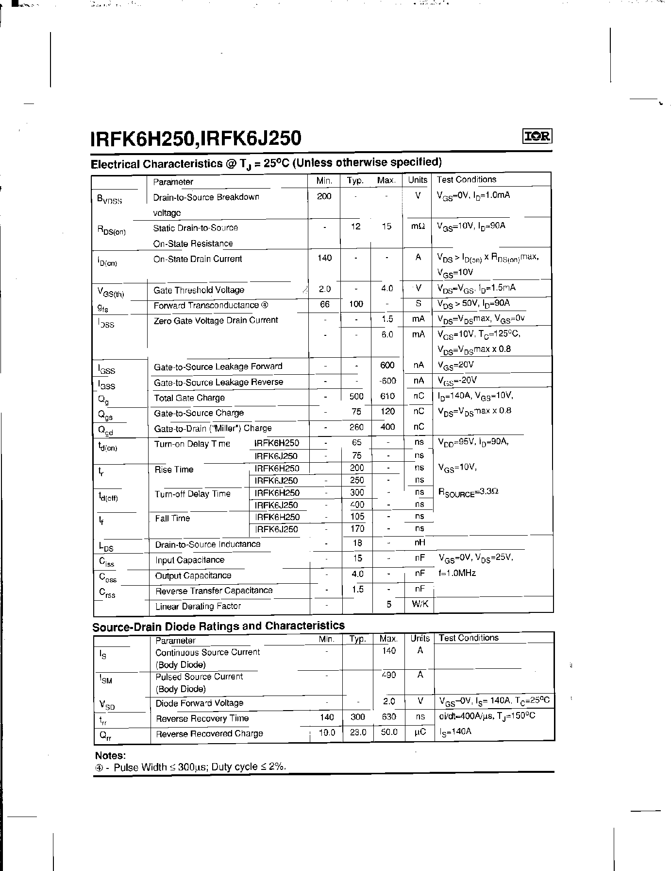 Datasheet IRFK6H250 - page 2