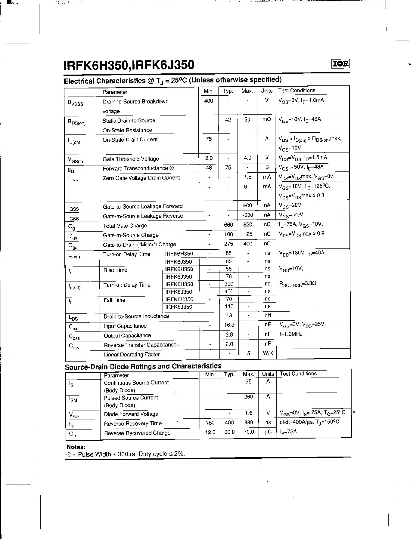 Datasheet IRFK6H350 - page 2