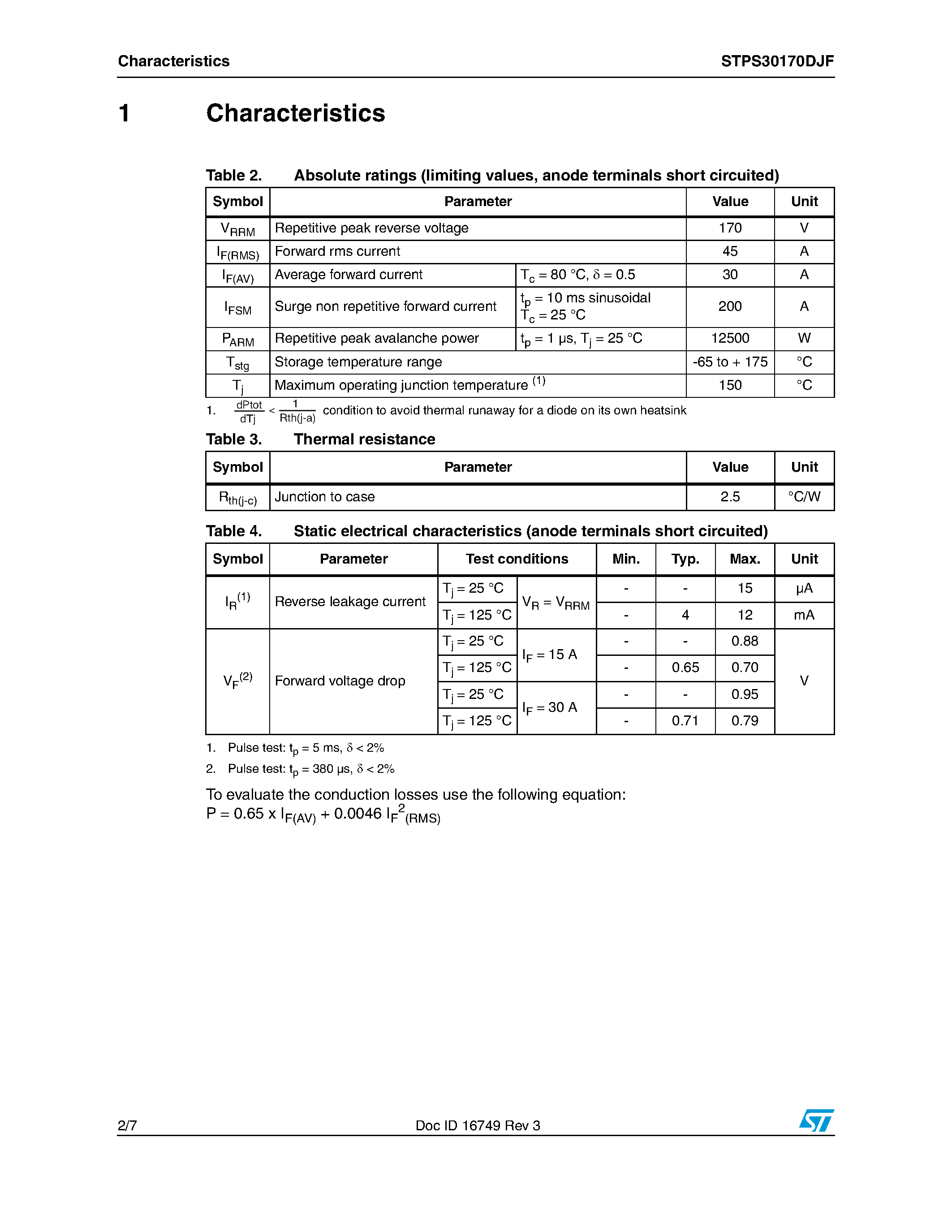 Даташит STPS30170DJF - страница 2