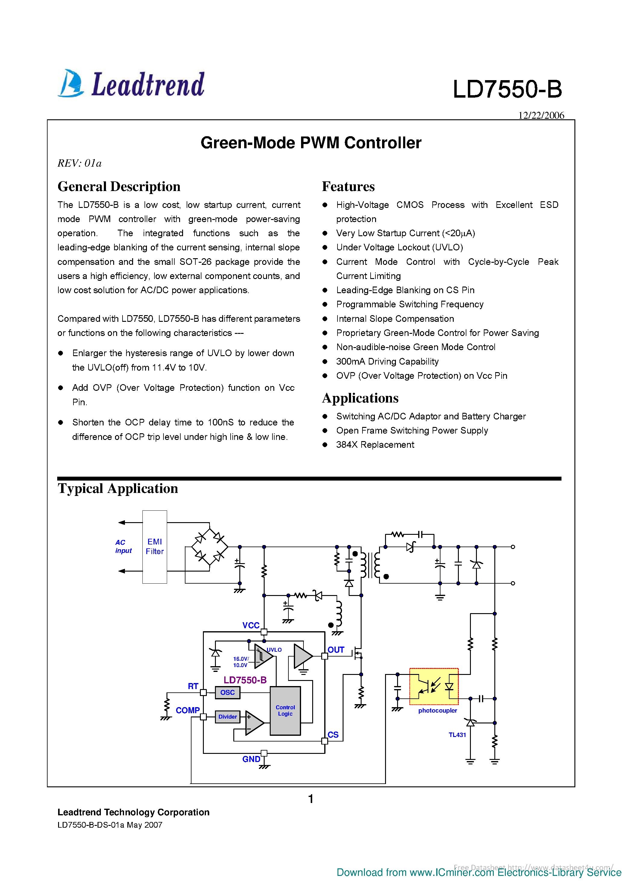 Datasheet LD7550-B - page 1