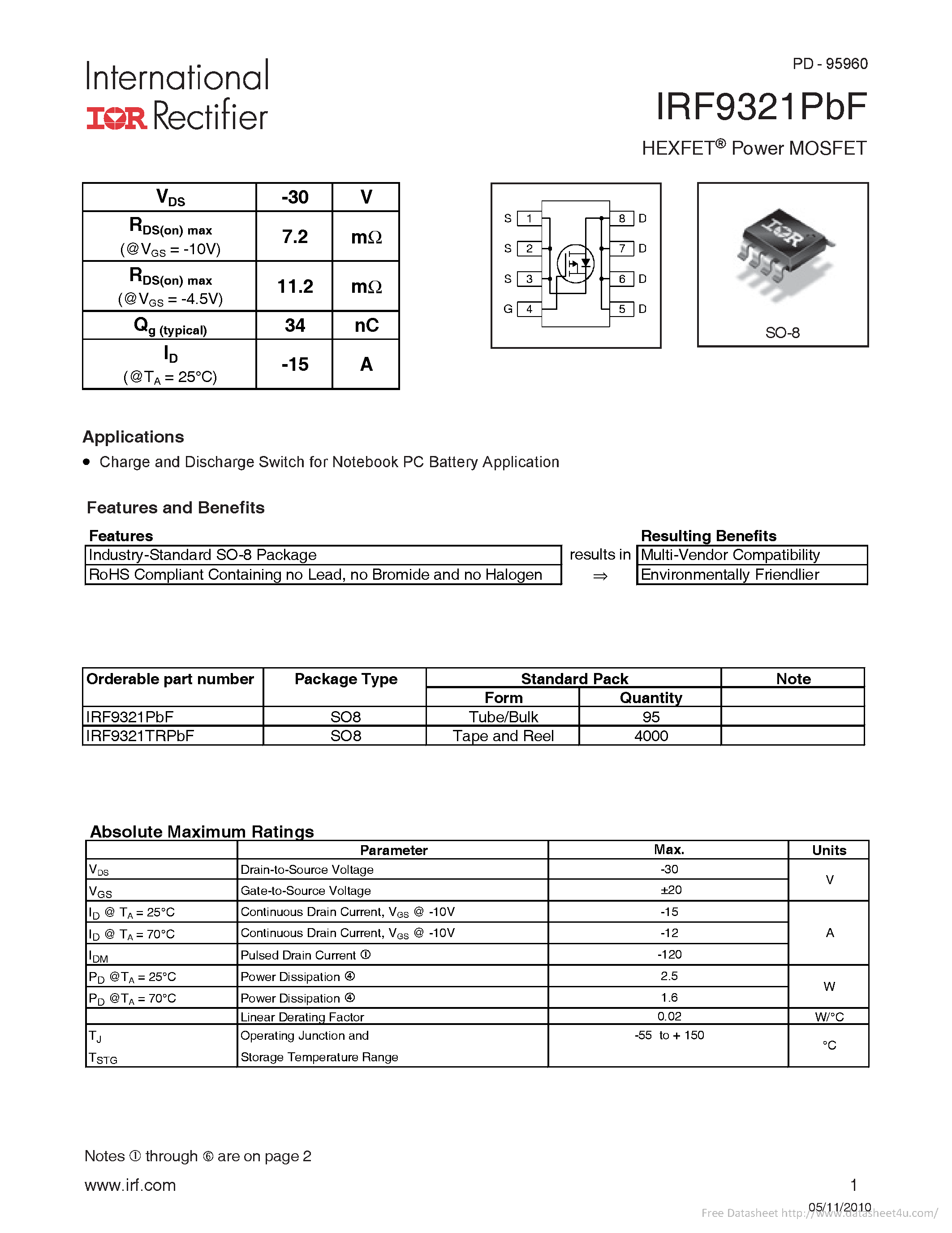 Даташит IRF9321PBF - страница 1