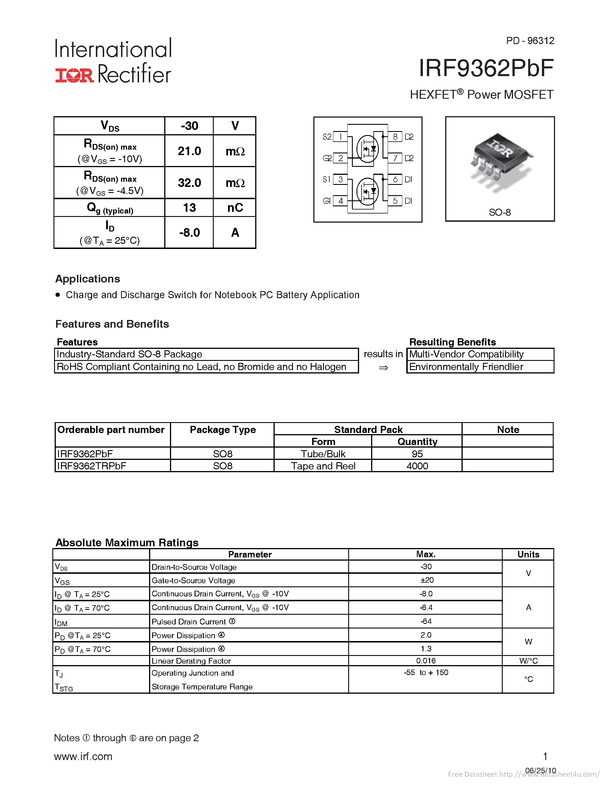 Даташит IRF9362PBF - страница 1