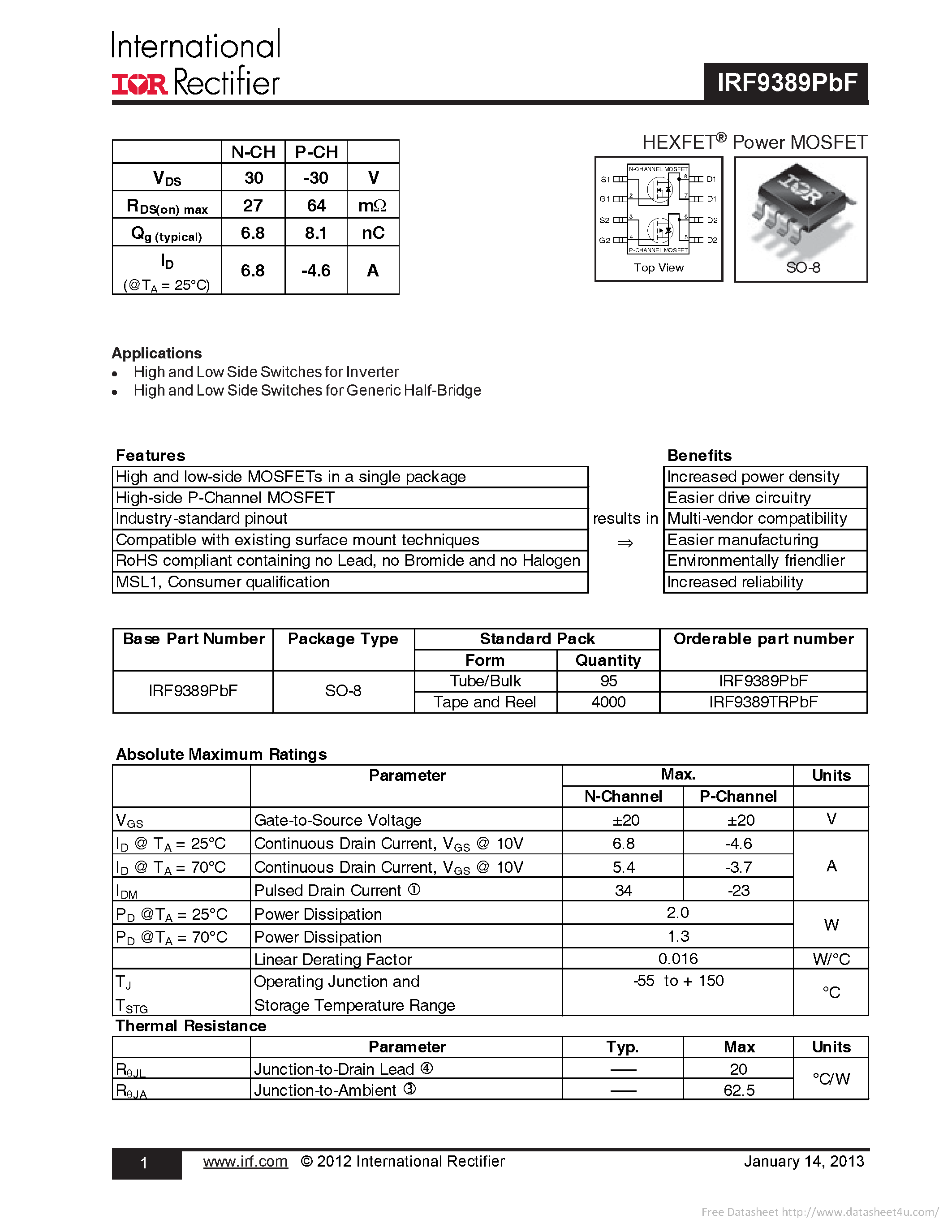 Даташит IRF9389PBF - страница 1
