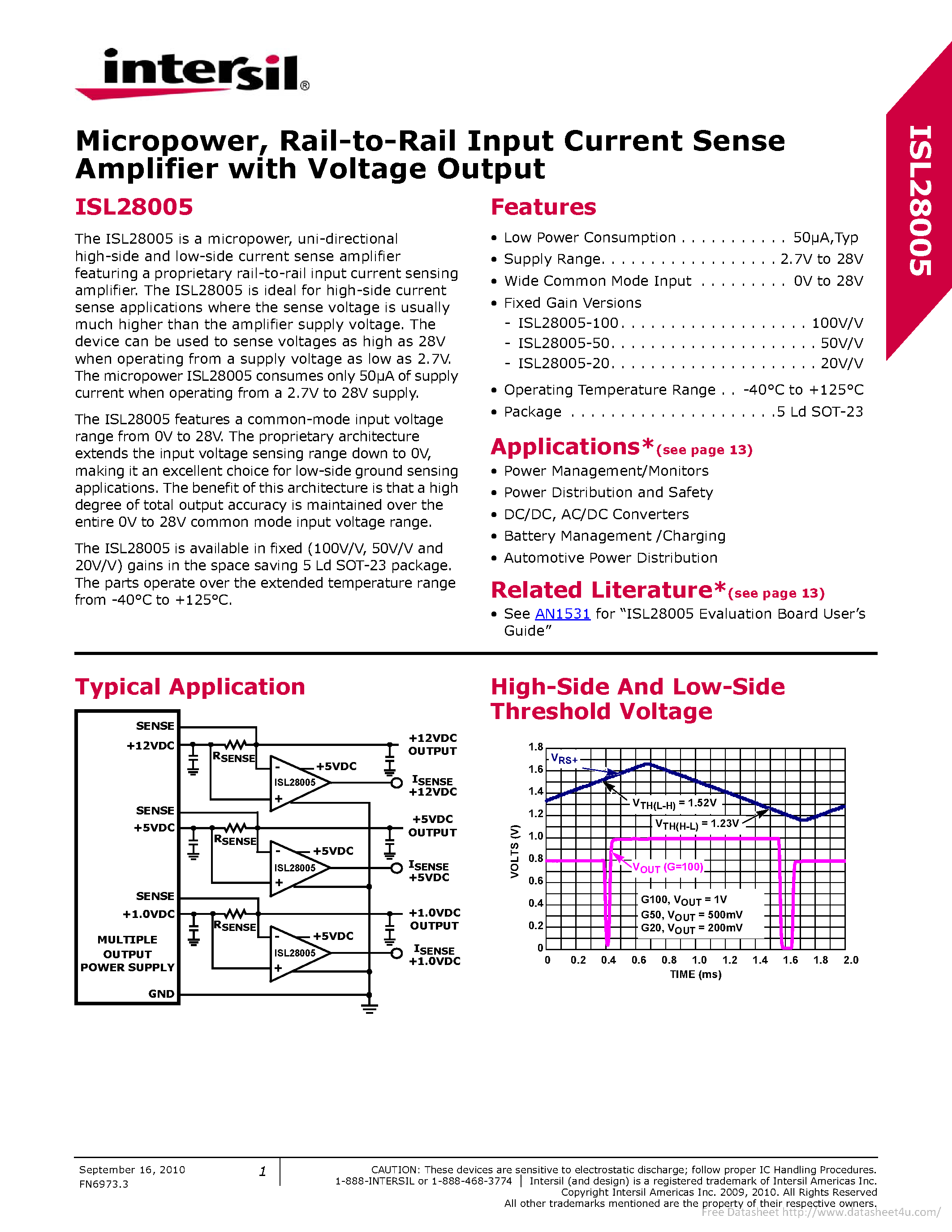 Datasheet ISL28005 - page 1