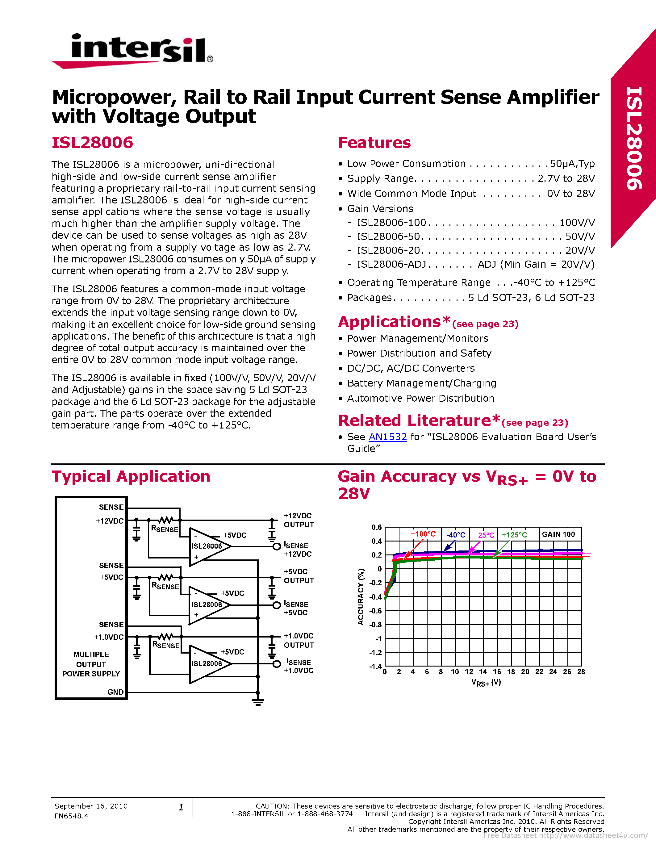 Datasheet ISL28006 - page 1