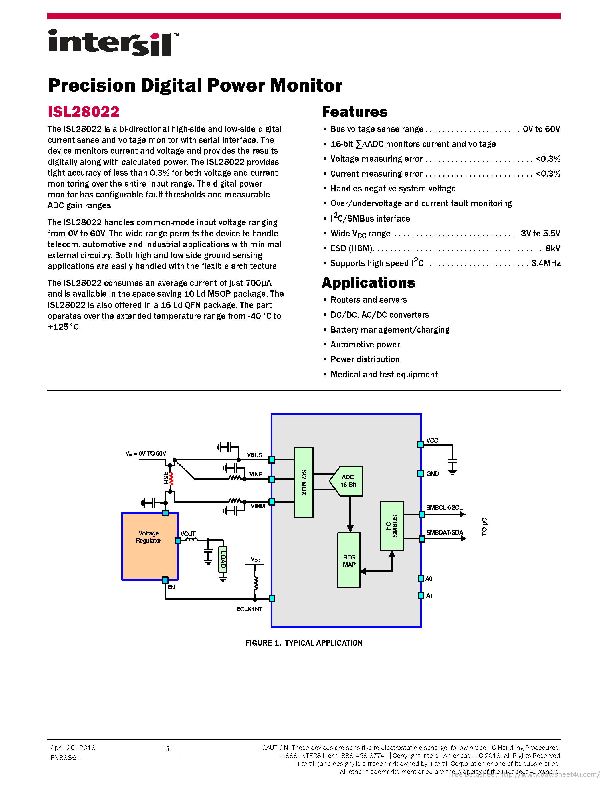 Datasheet ISL28022 - page 1