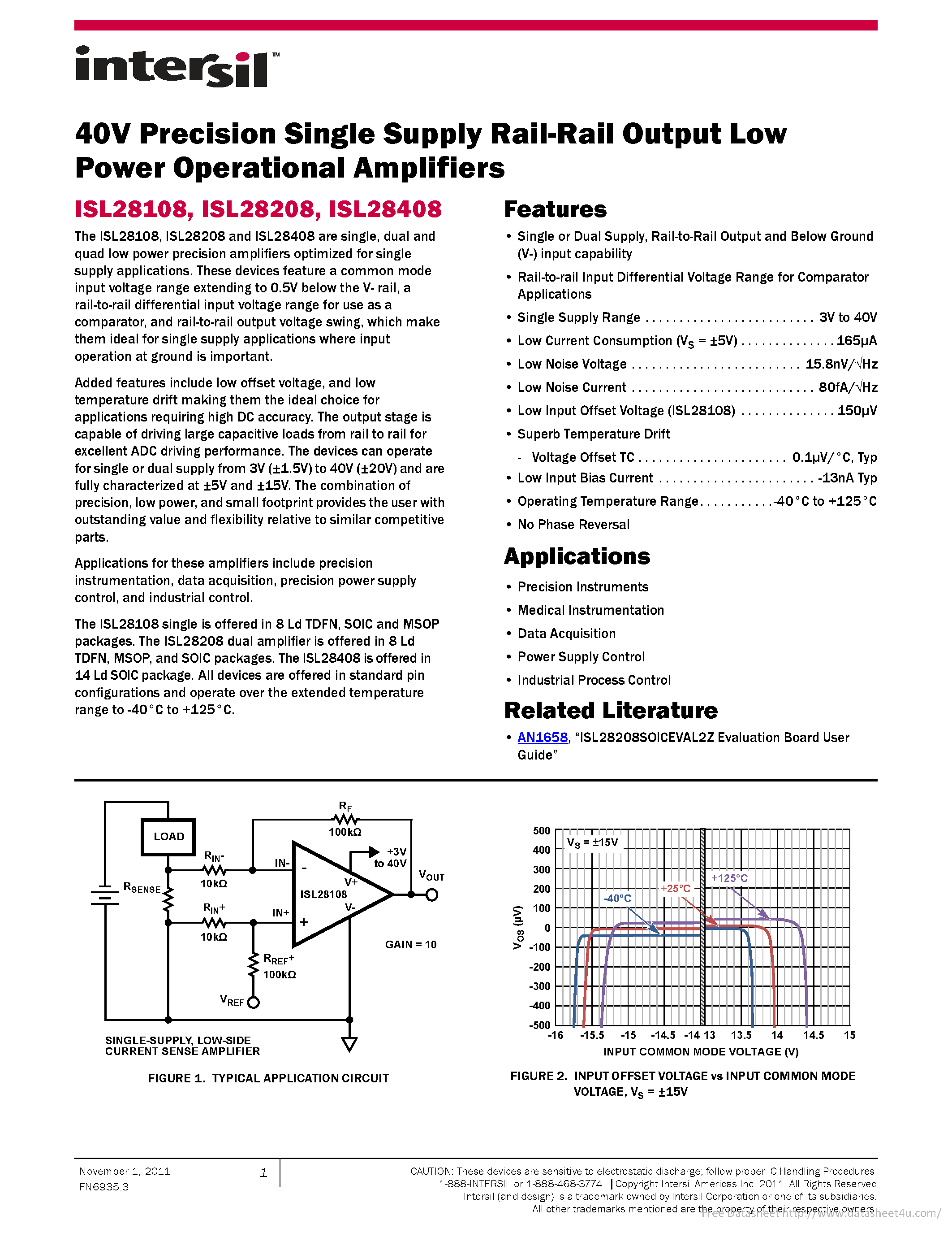 Datasheet ISL28108 - page 1