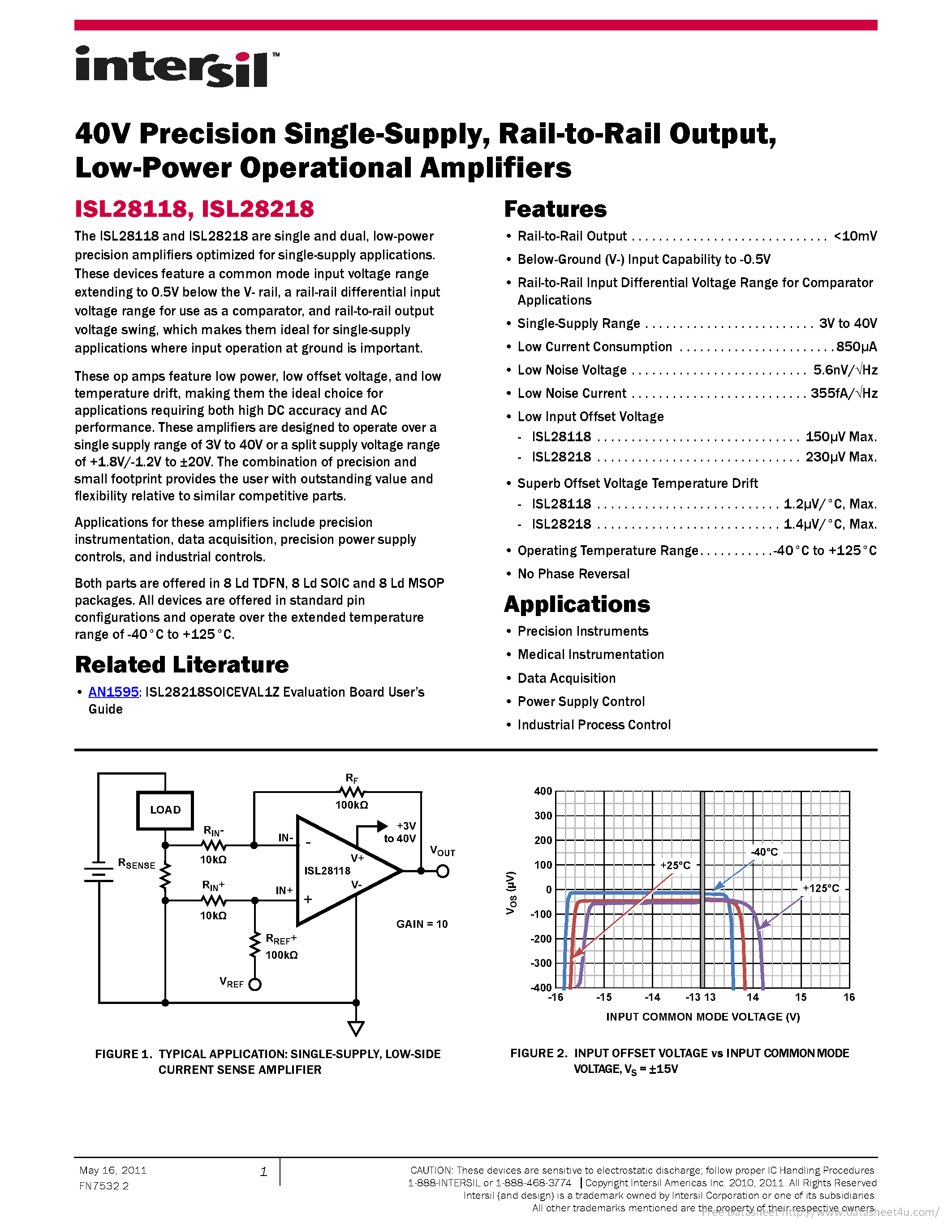 Datasheet ISL28118 - page 1