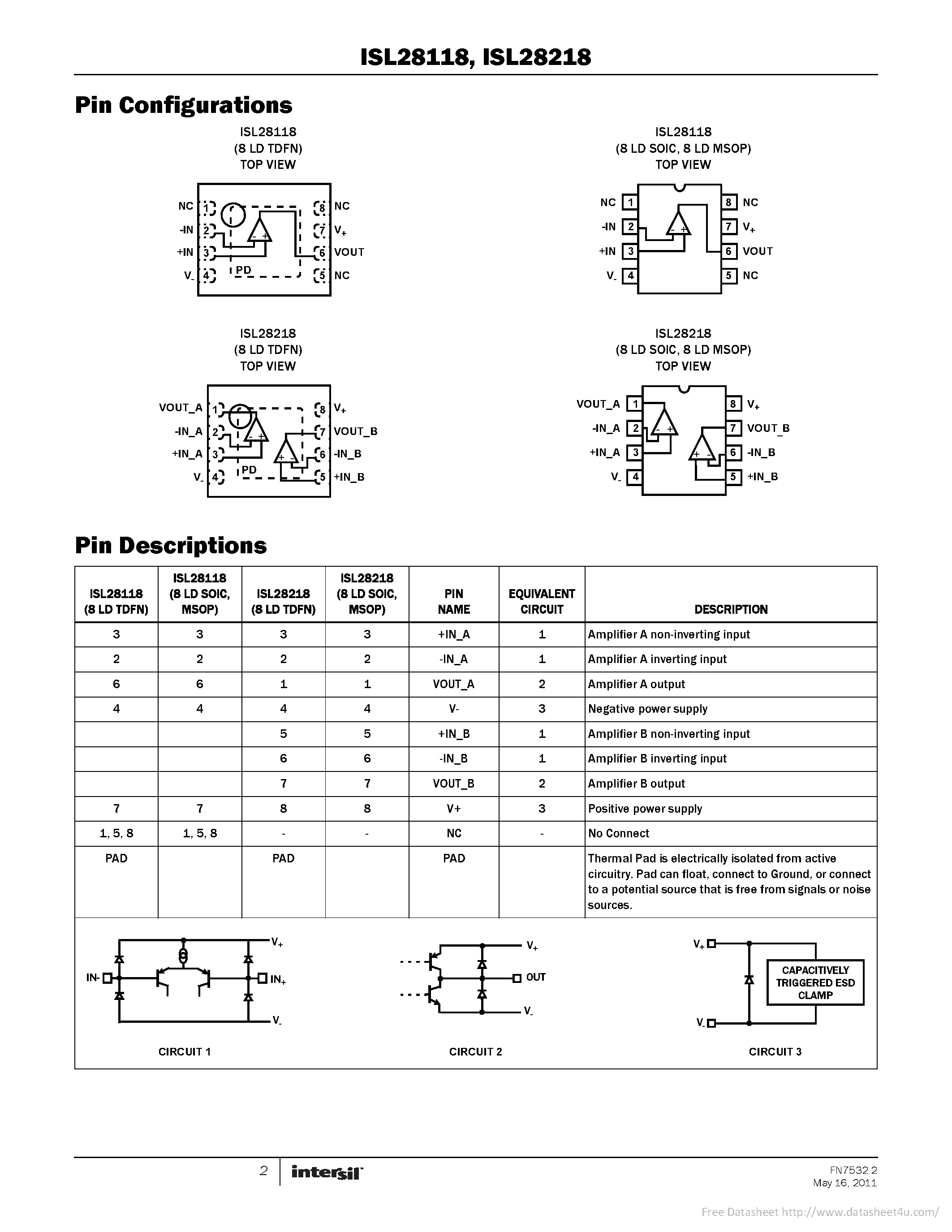 Datasheet ISL28118 - page 2