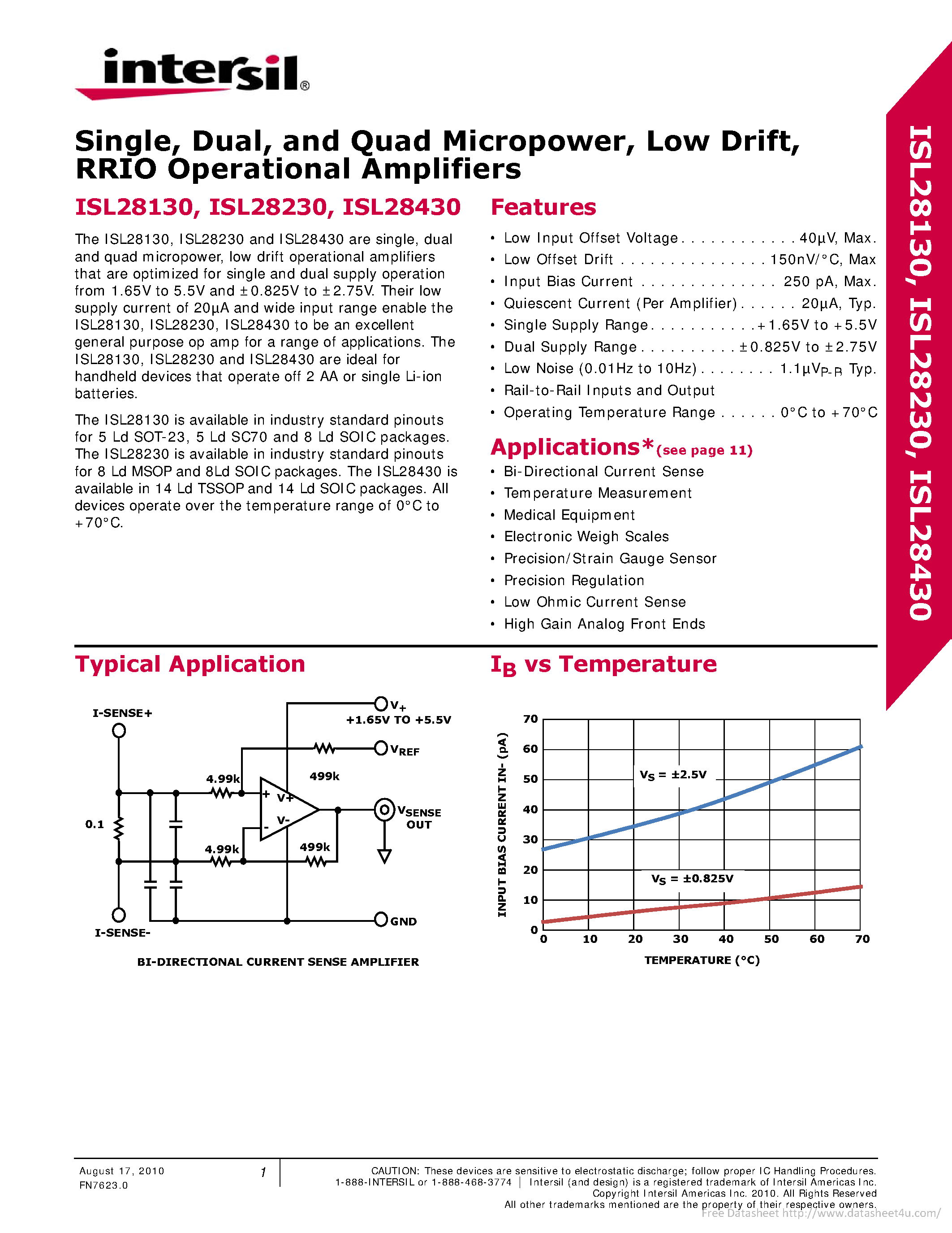 Datasheet ISL28130 - page 1