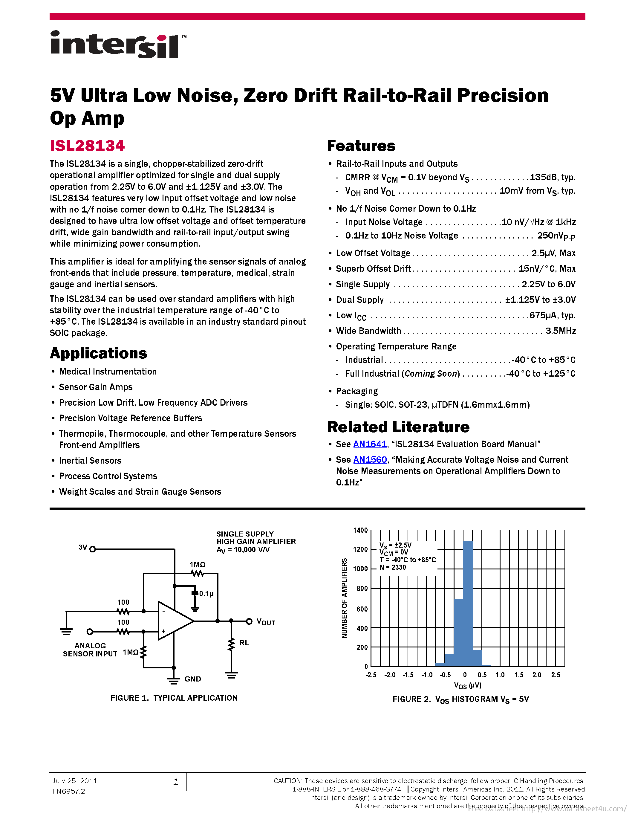 Datasheet ISL28134 - page 1