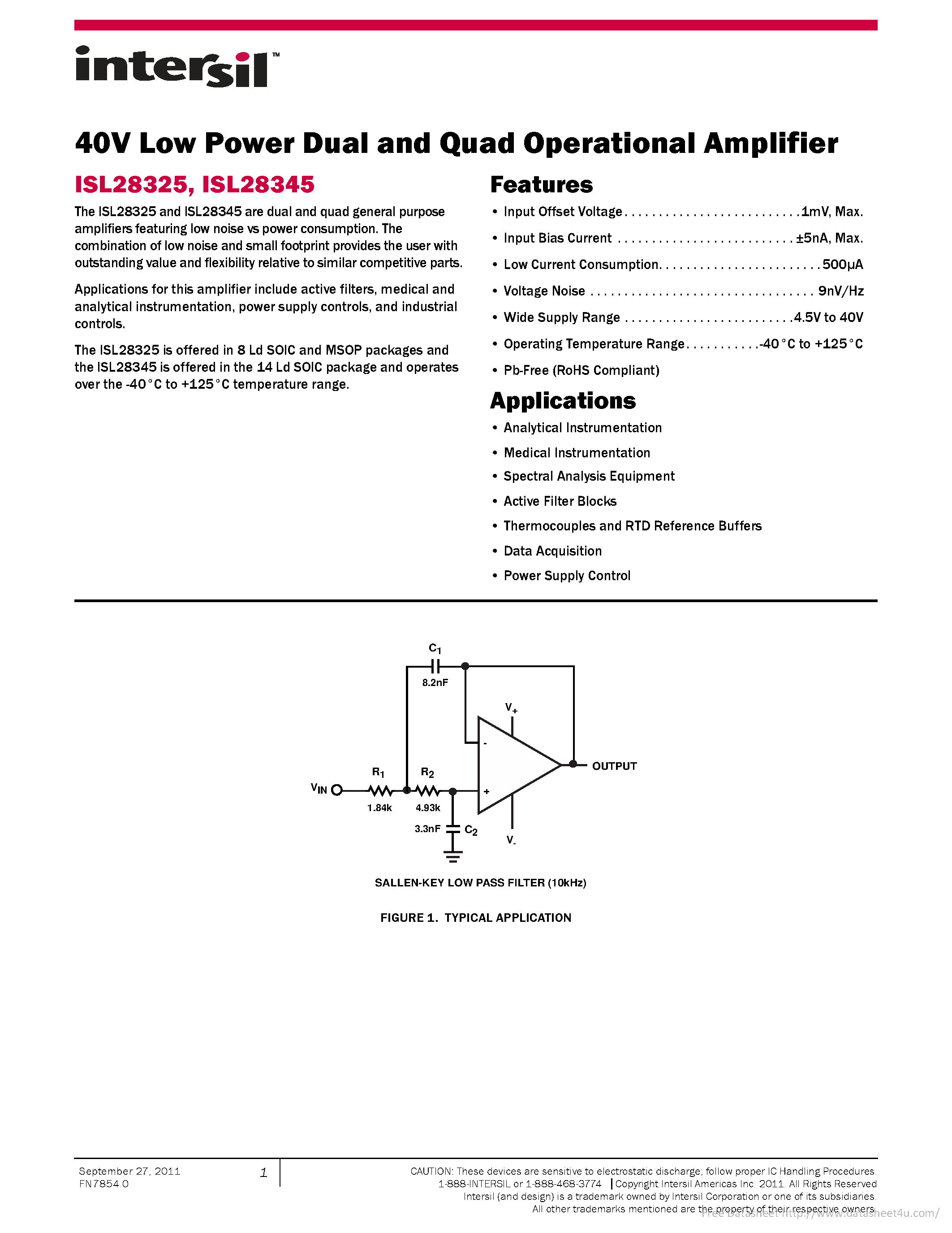 Datasheet ISL28325 - page 1