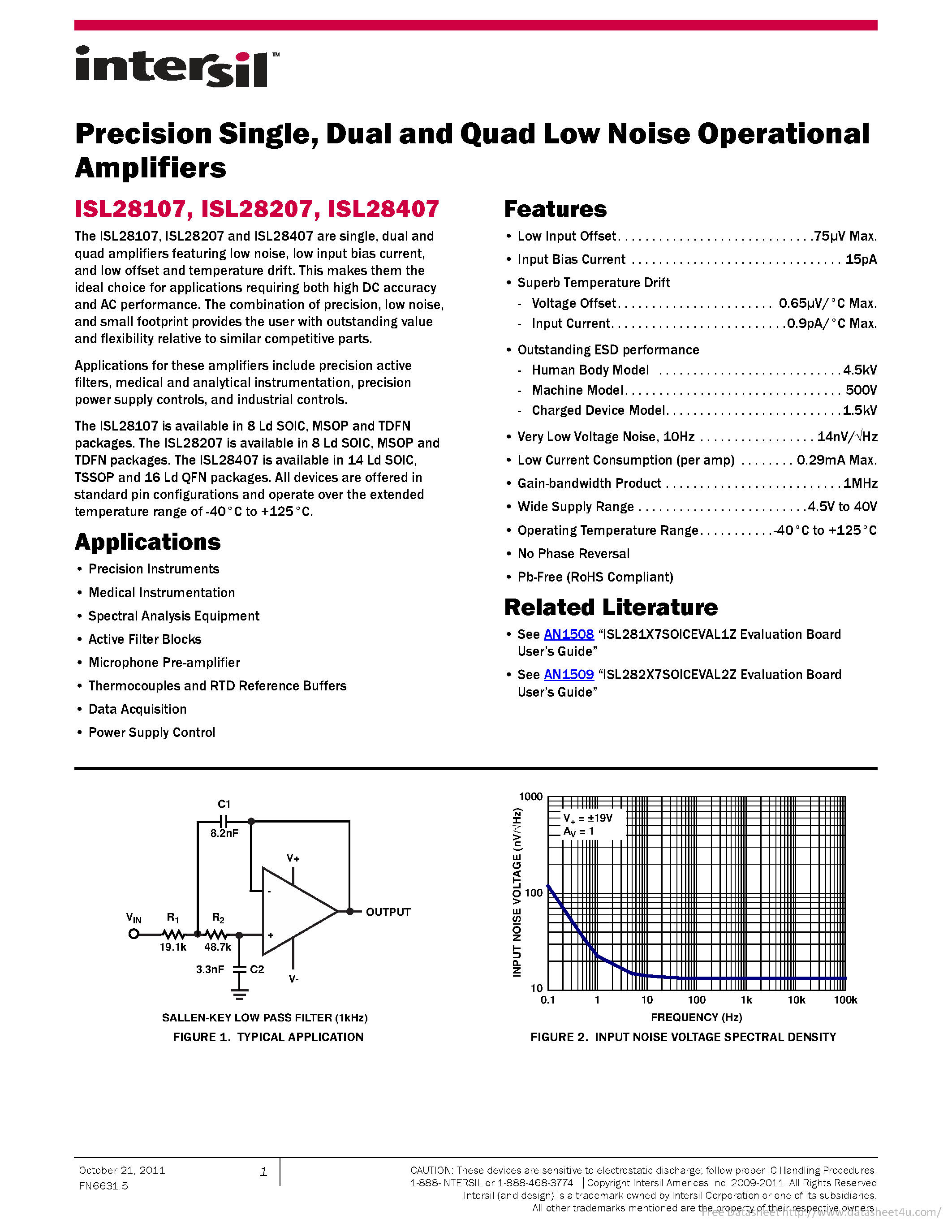 Datasheet ISL28107 - page 1