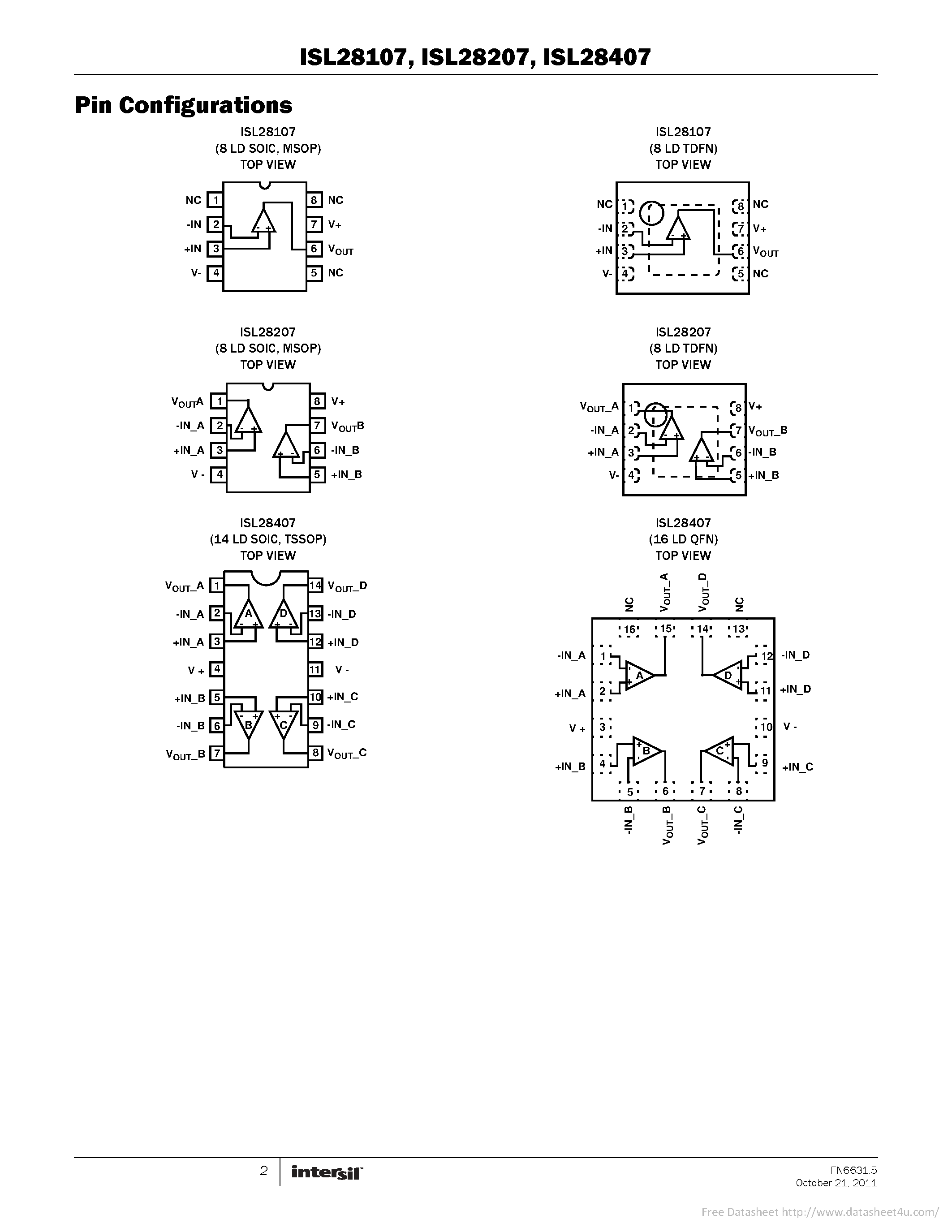 Datasheet ISL28107 - page 2