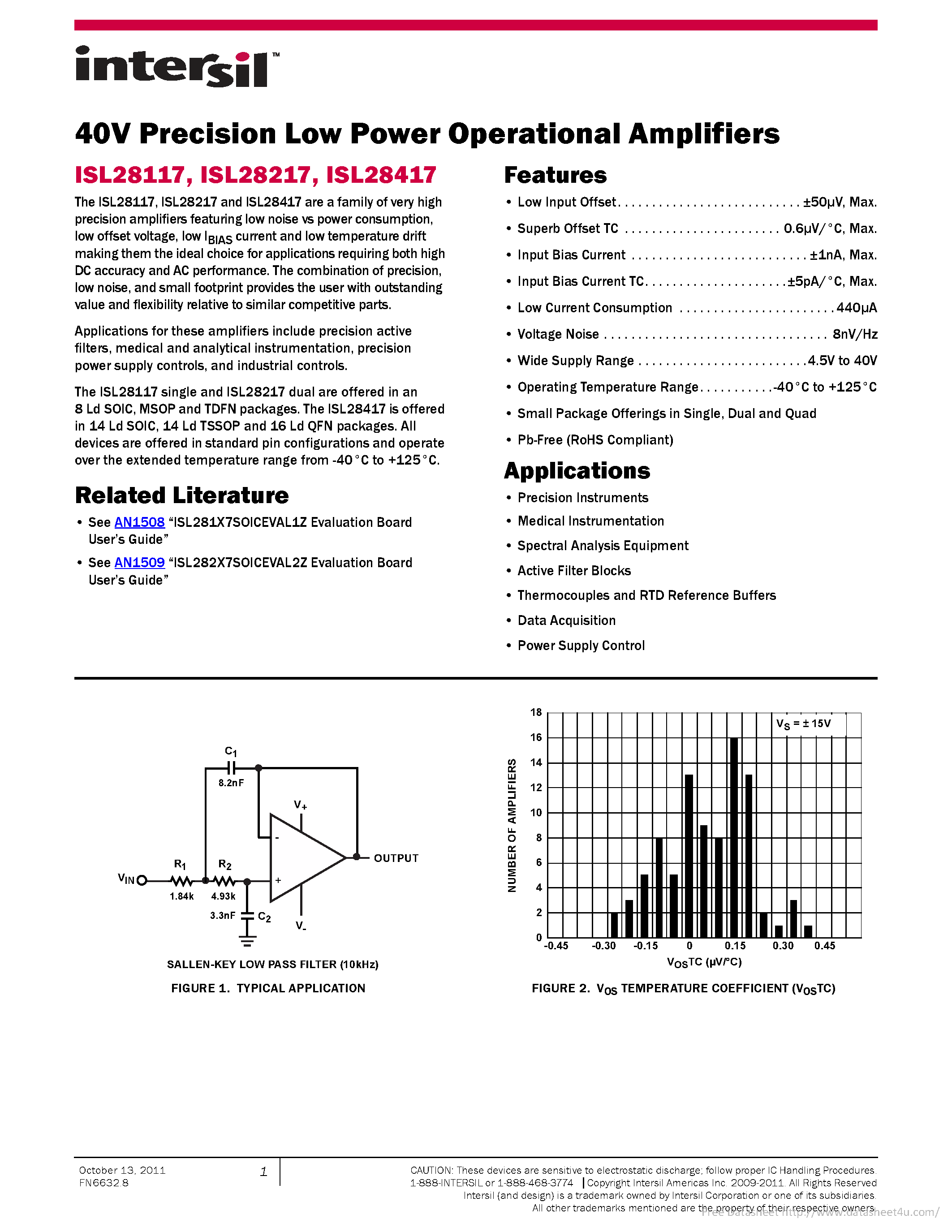 Datasheet ISL28117 - page 1