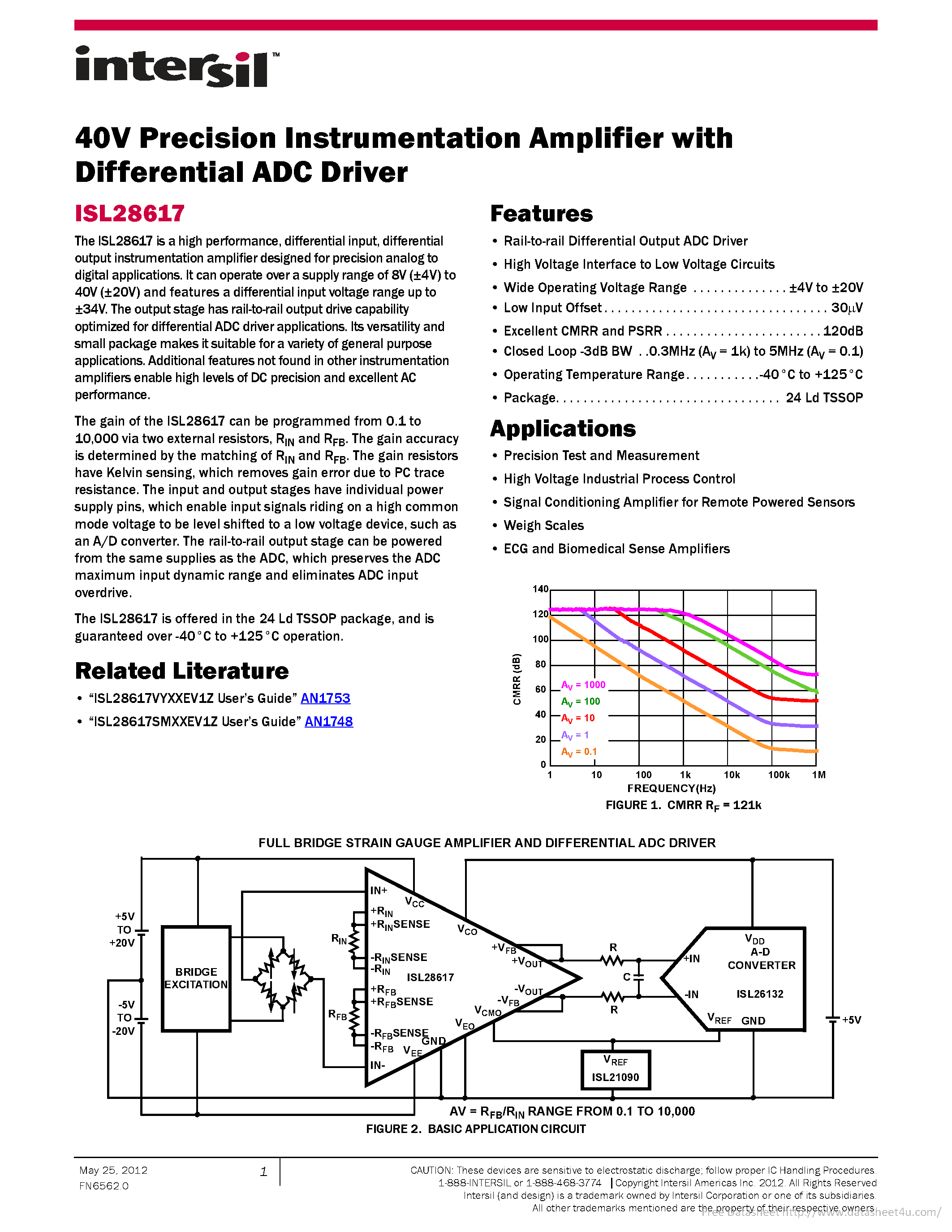 Datasheet ISL28617 - page 1