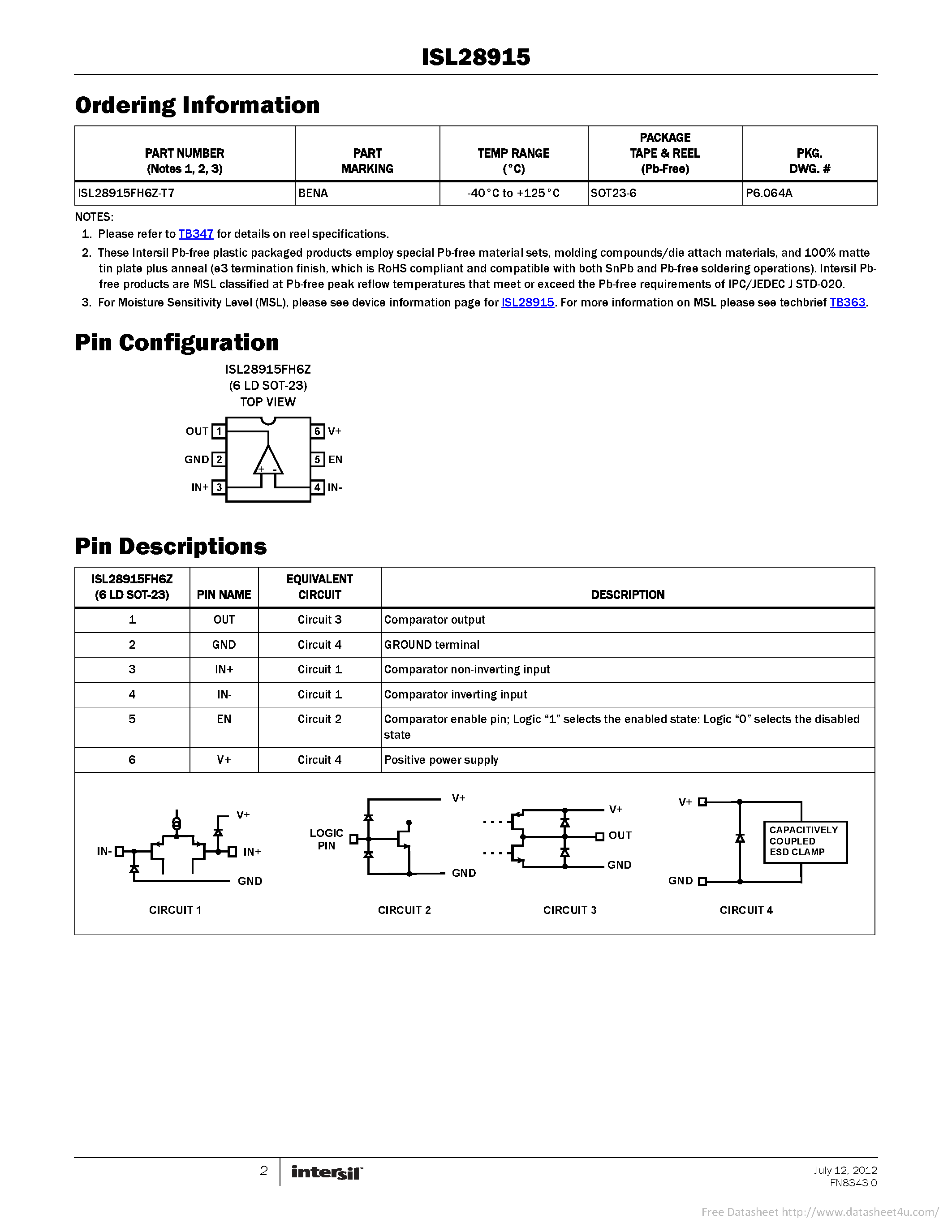 Datasheet ISL28915 - page 2