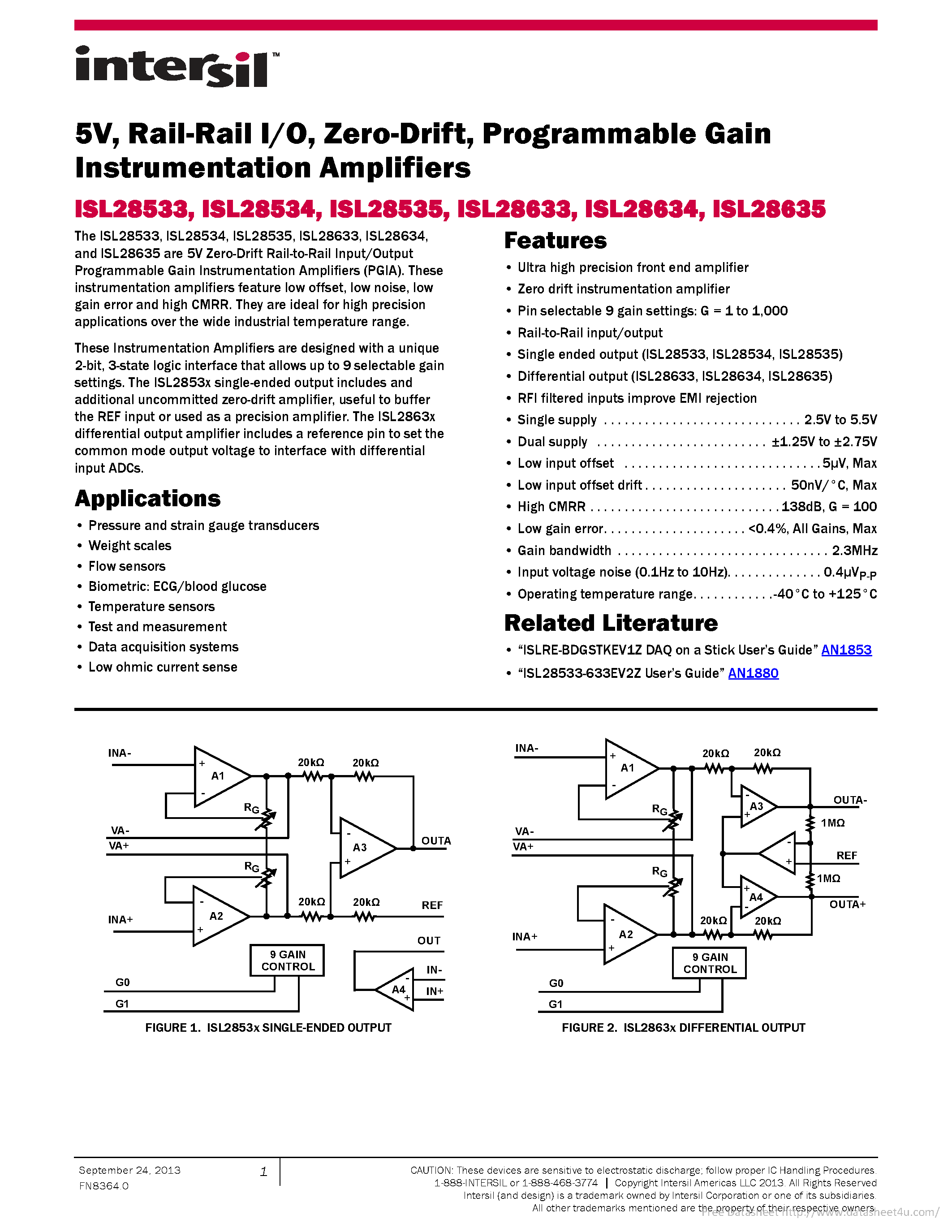 Datasheet ISL28533 - page 1