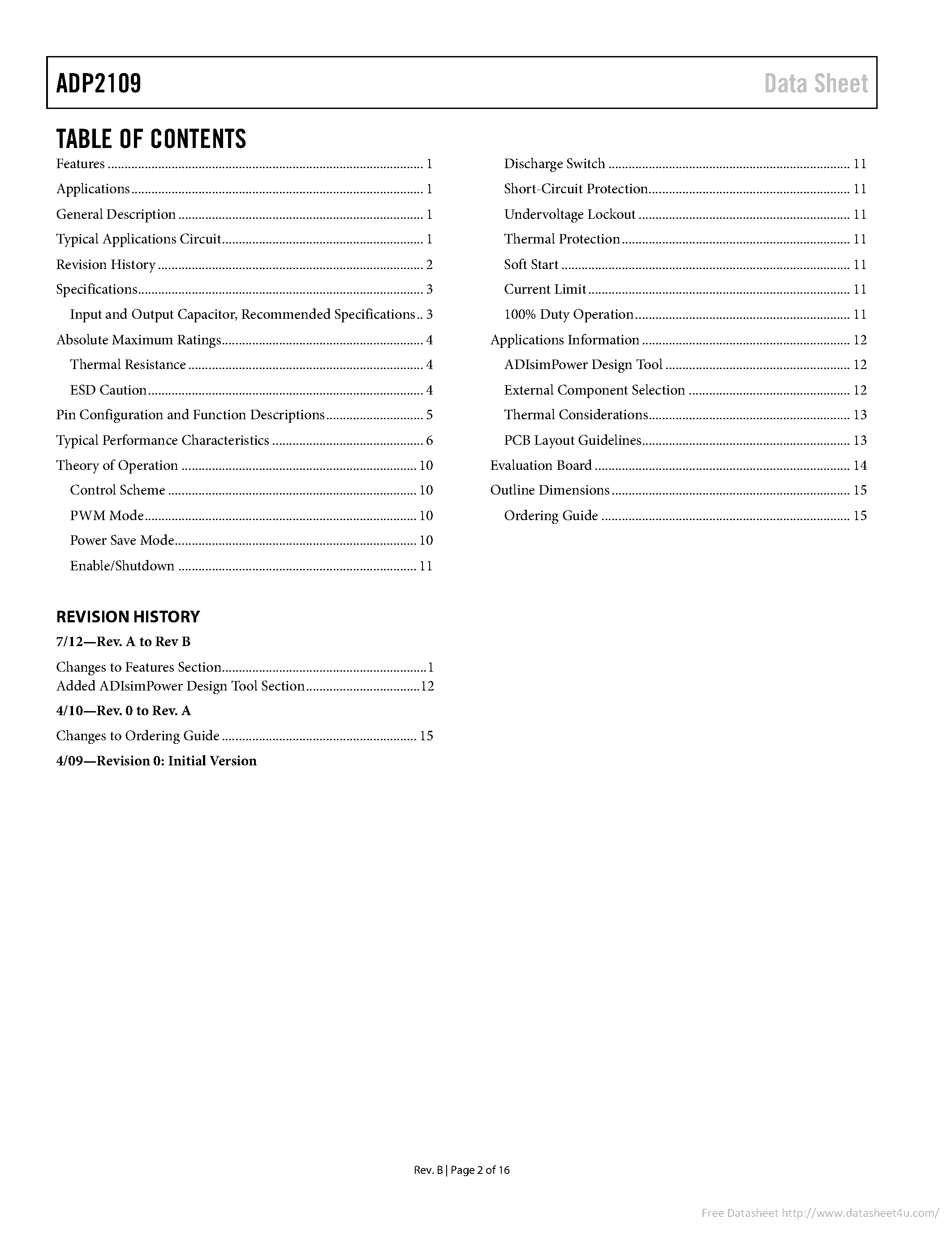 Datasheet ADP2109 - page 2