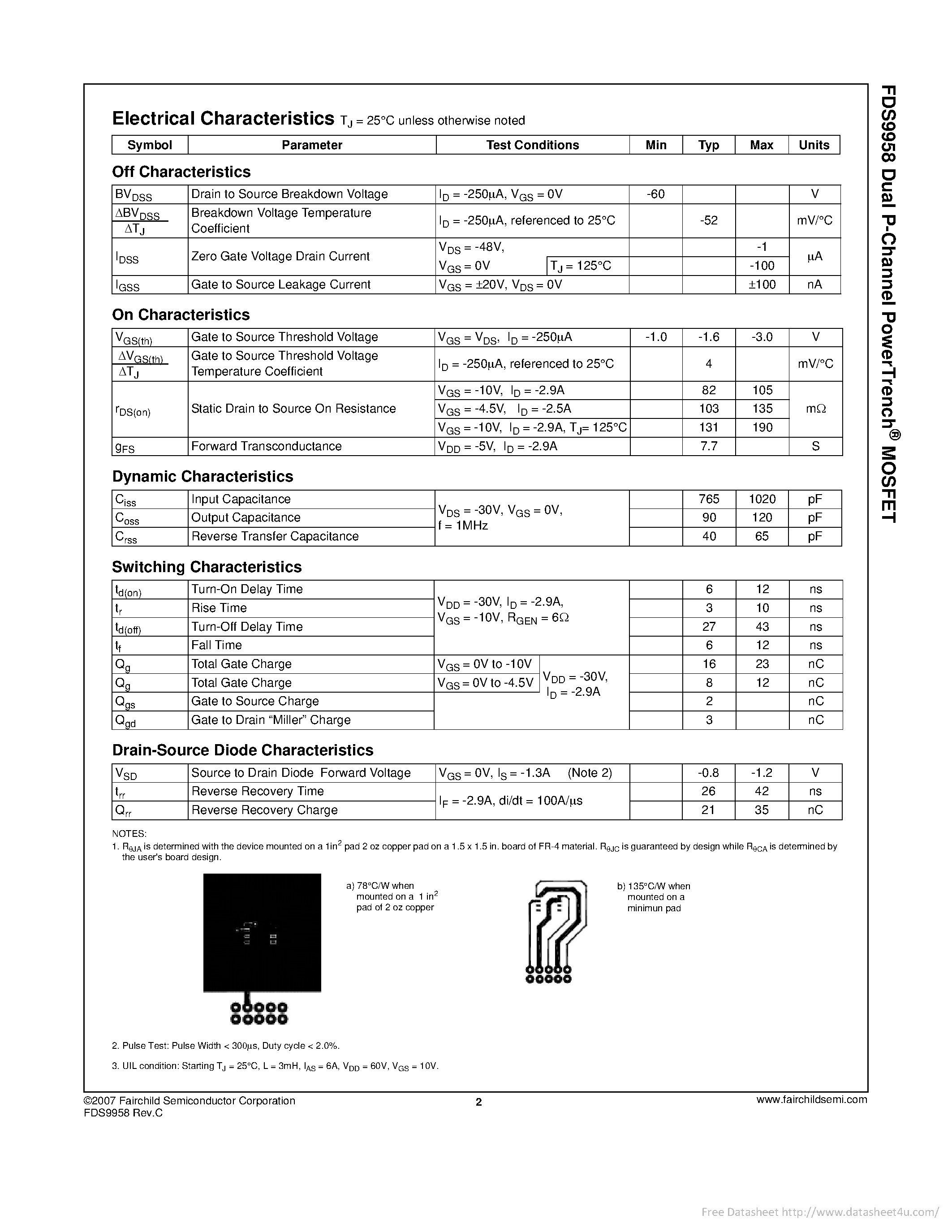 Datasheet FDS9958 - page 2