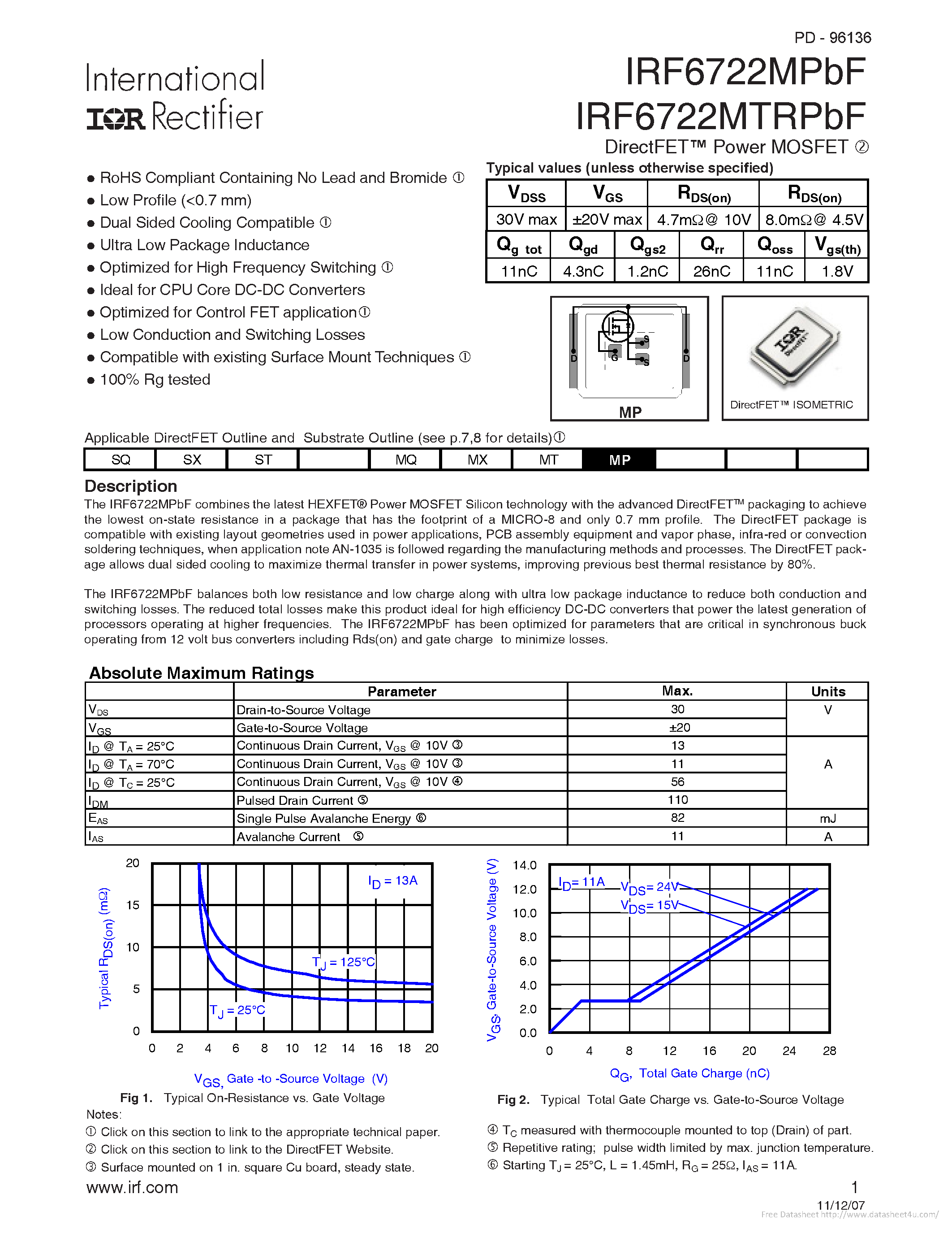 Даташит IRF6722MPBF - страница 1