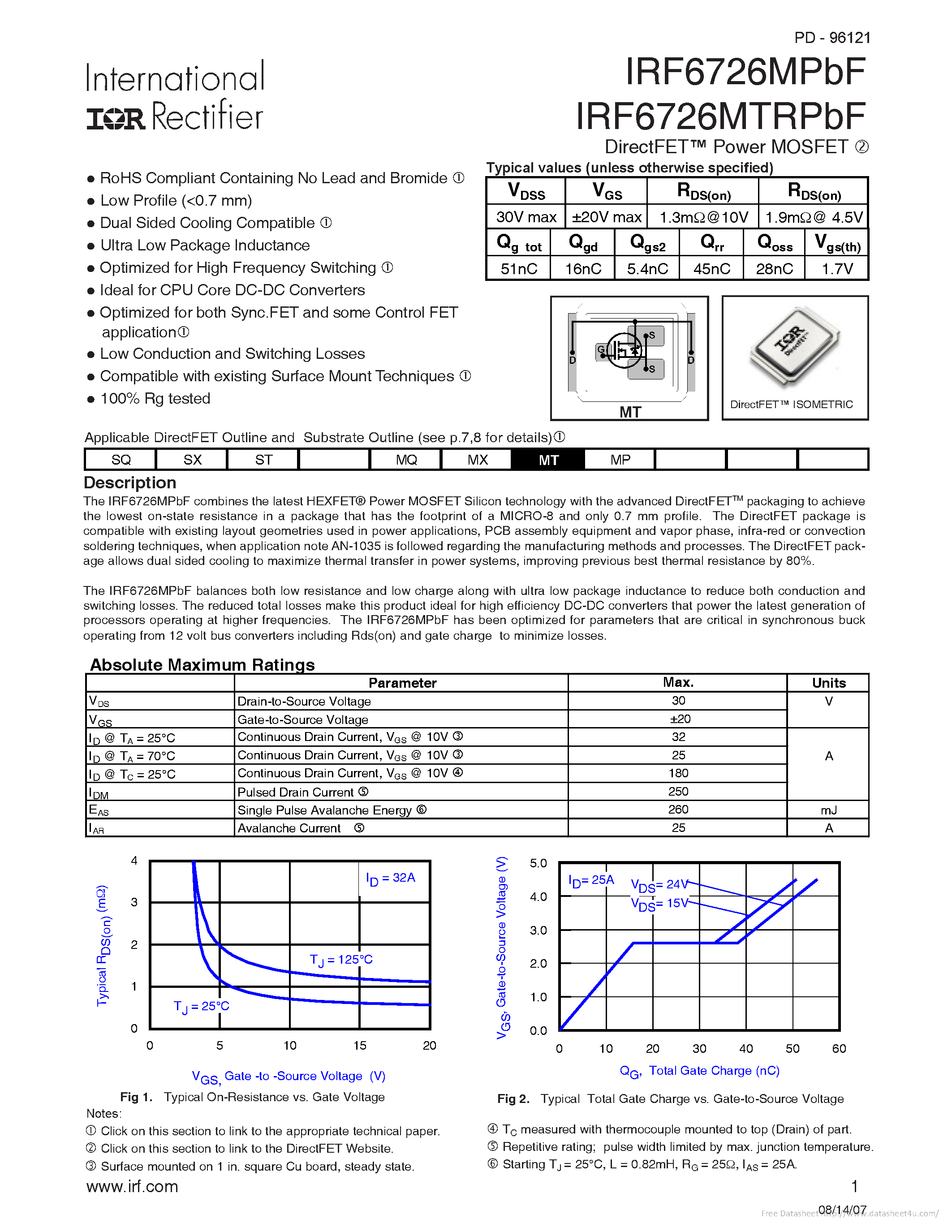 Даташит IRF6726MPBF - страница 1