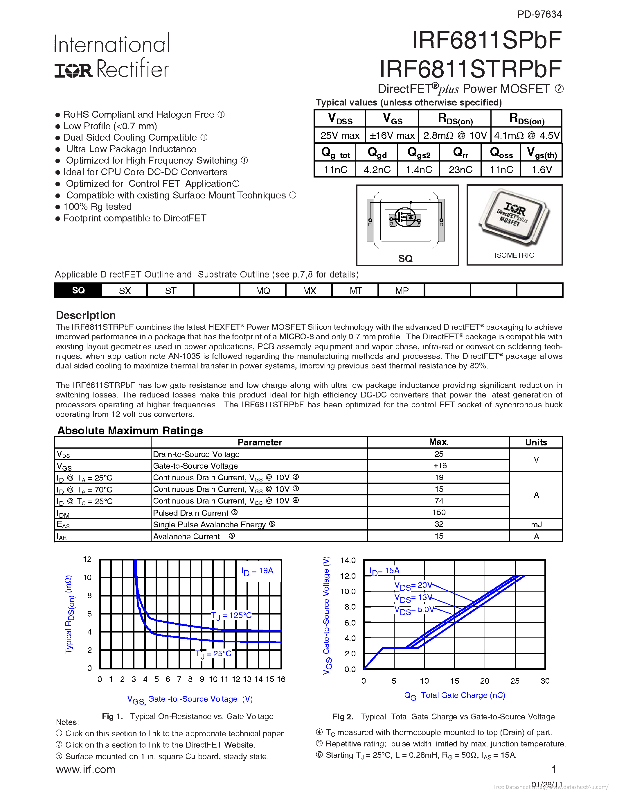 Даташит IRF6811SPBF - страница 1