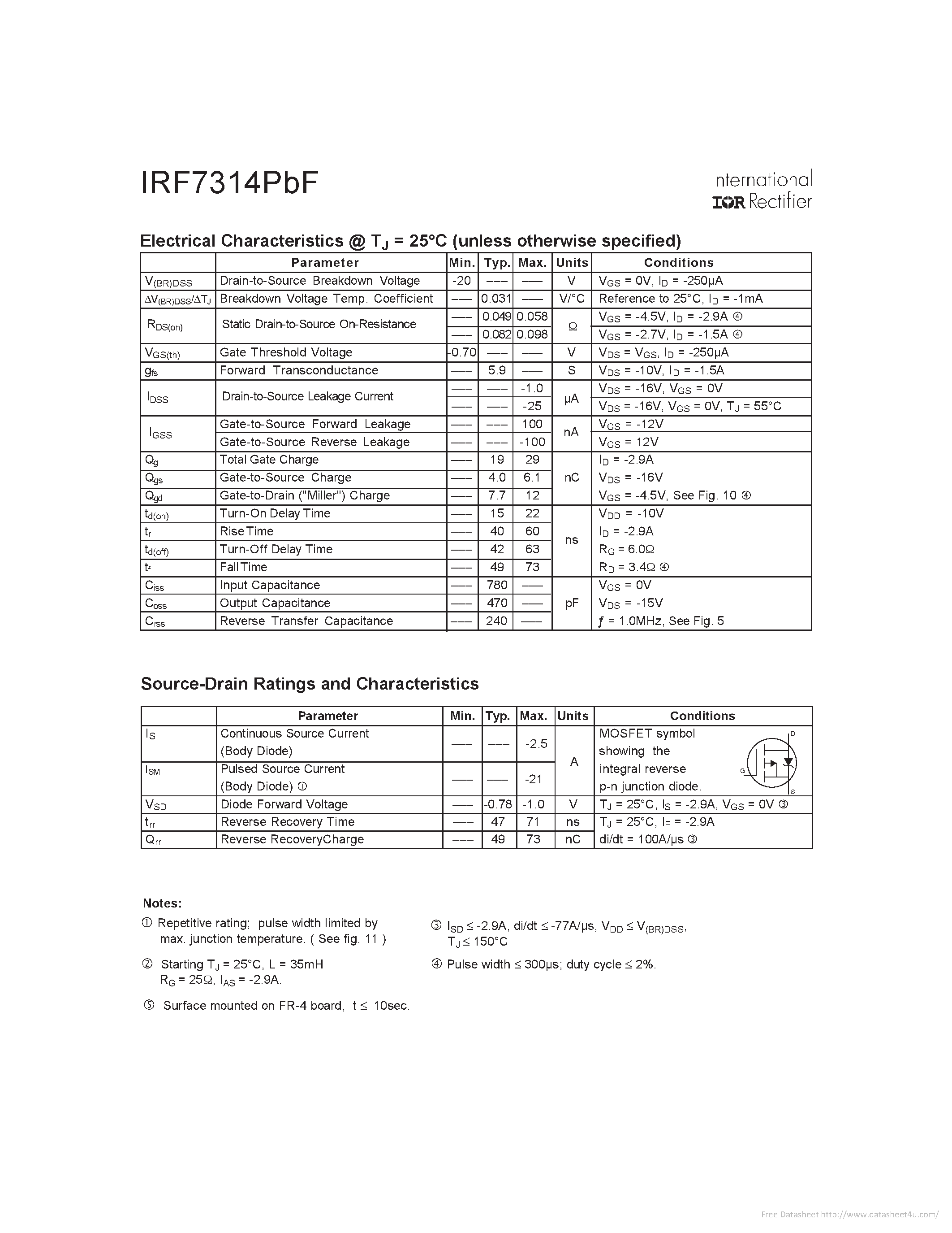 Даташит IRF7314PBF - страница 2