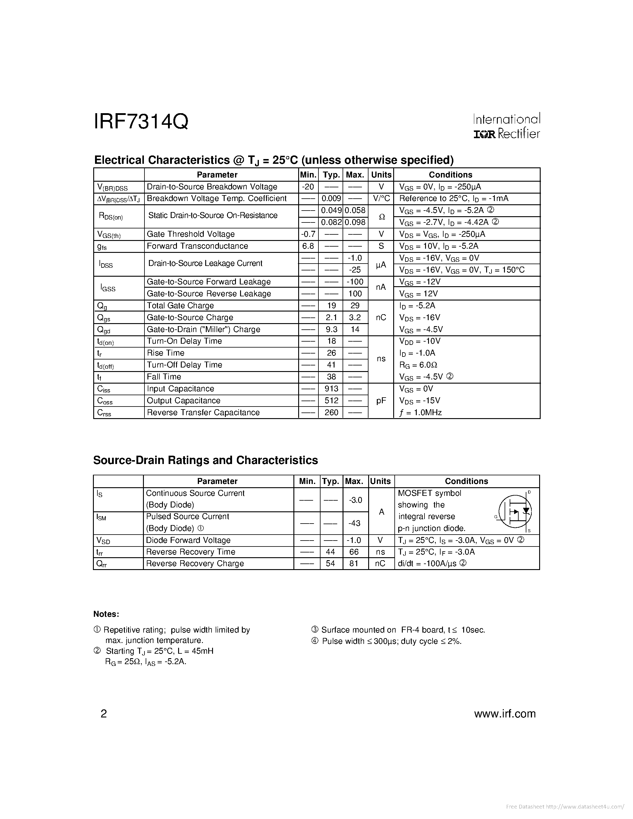 Даташит IRF7314Q - страница 2