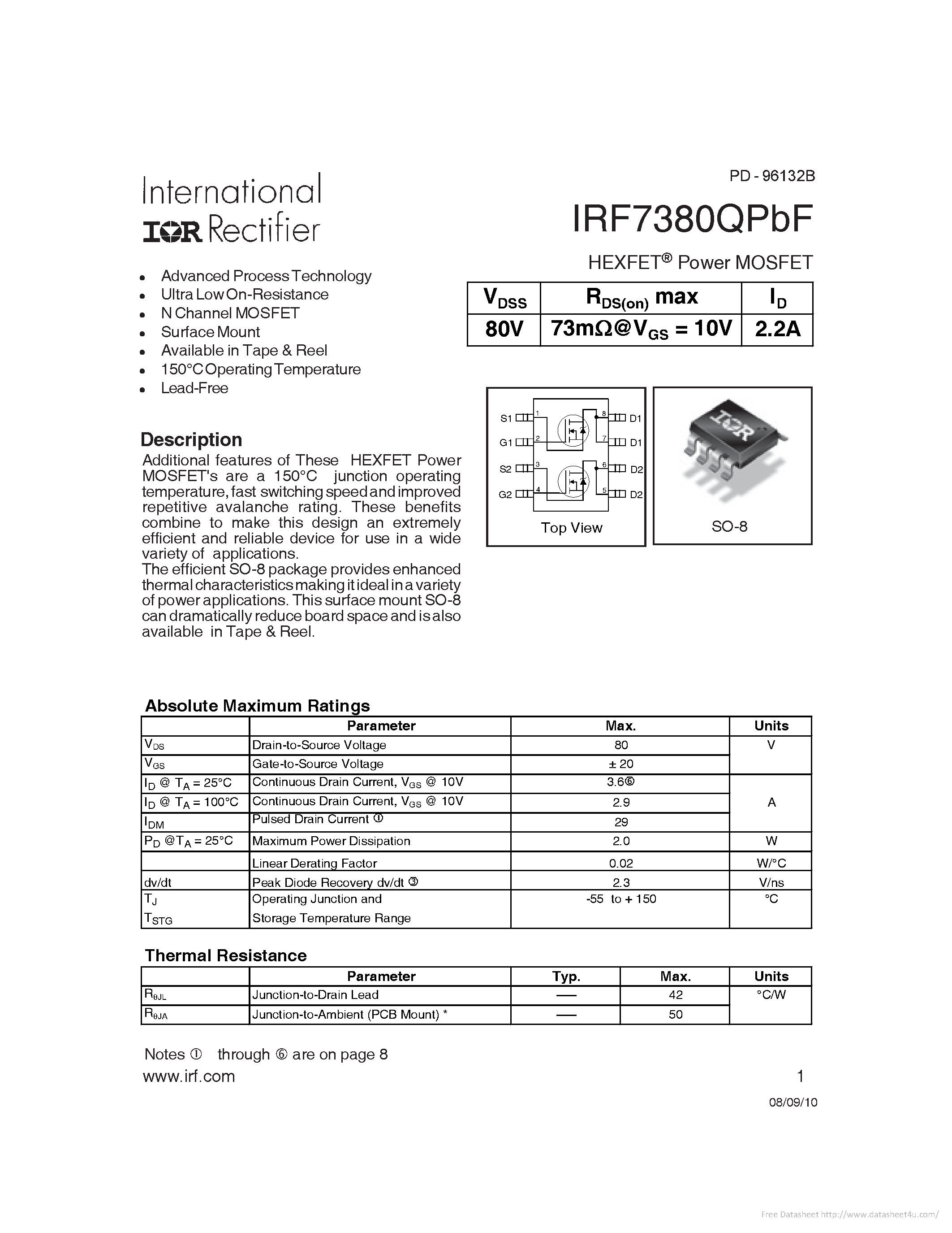 Даташит IRF7380QPBF - страница 1