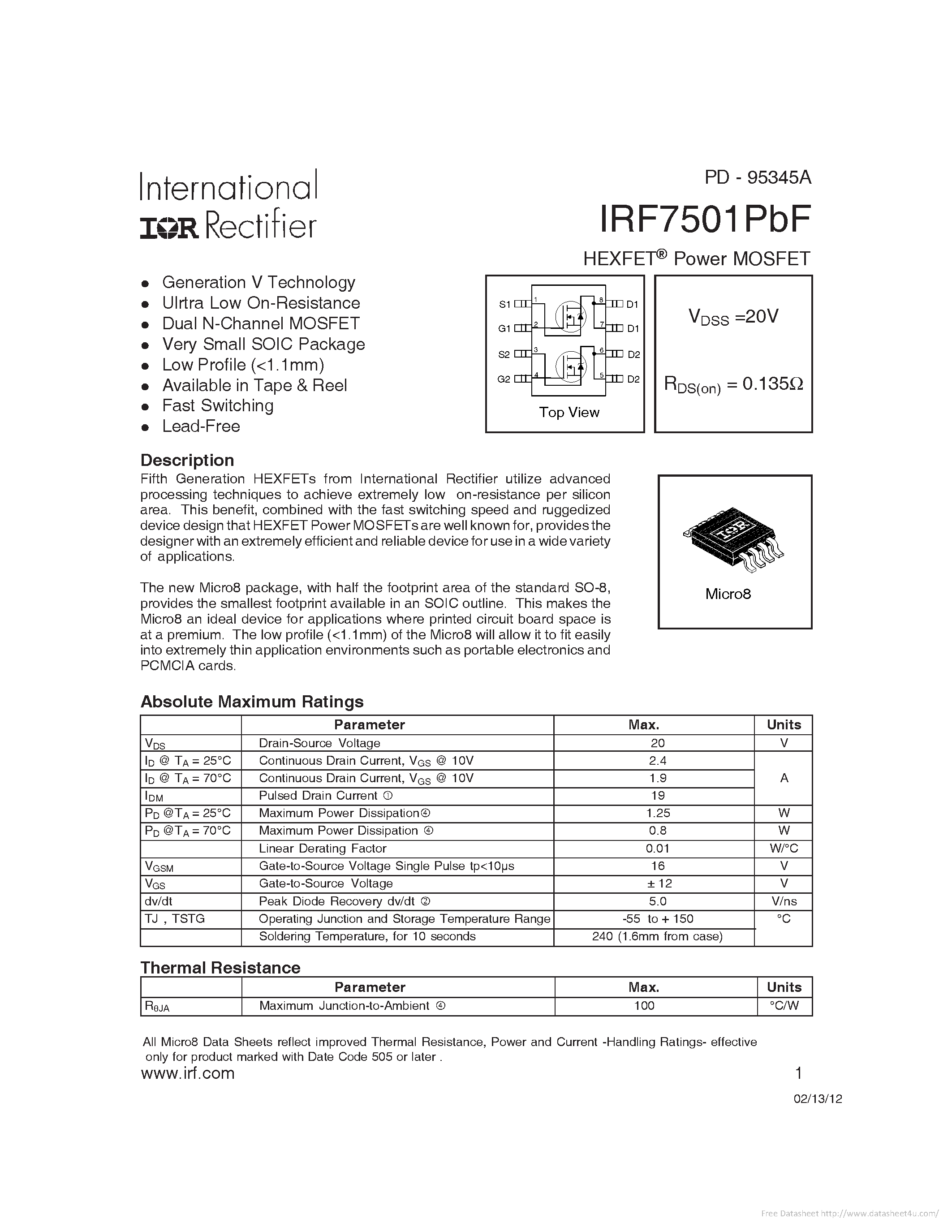 Даташит IRF7501PBF - страница 1