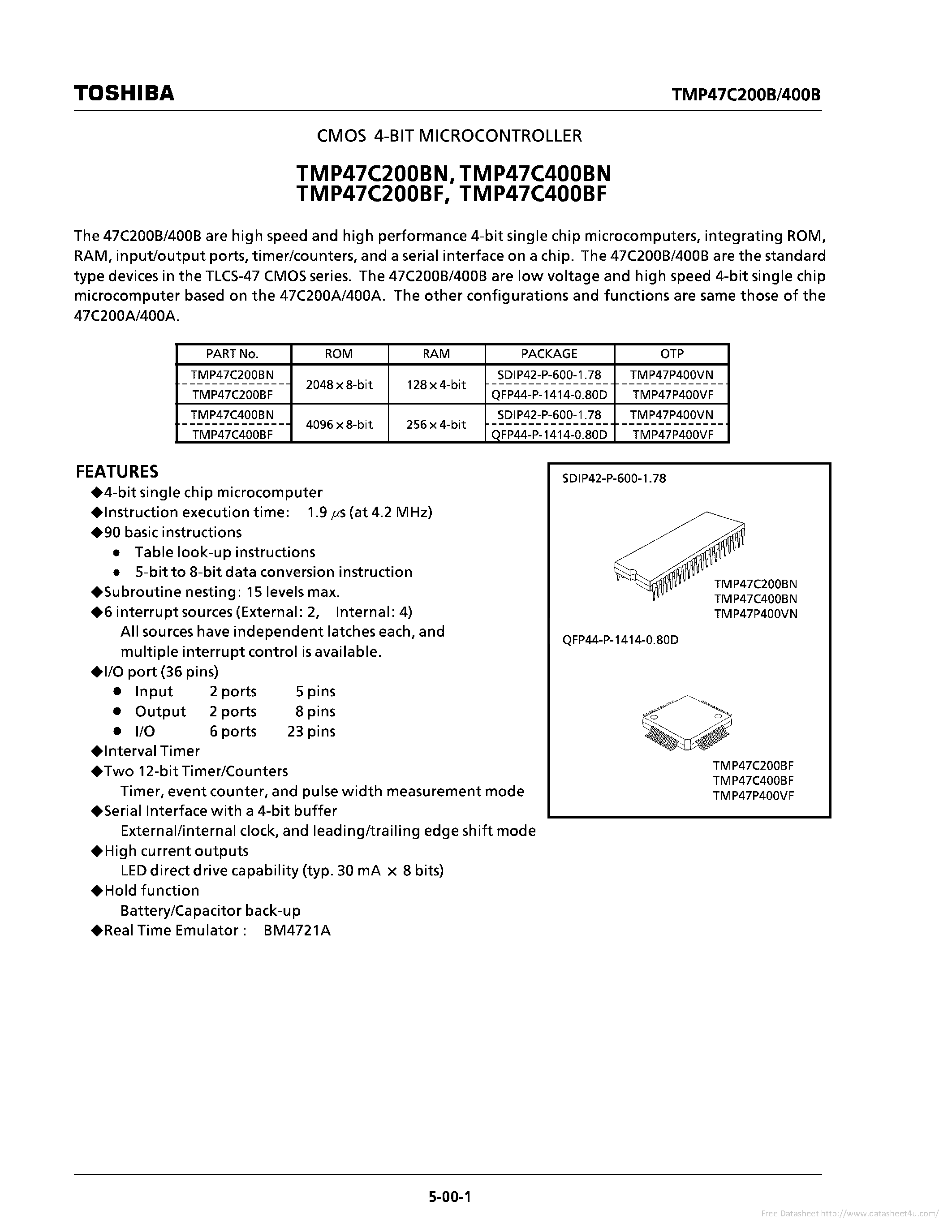 Datasheet TMP47C200BF - page 1