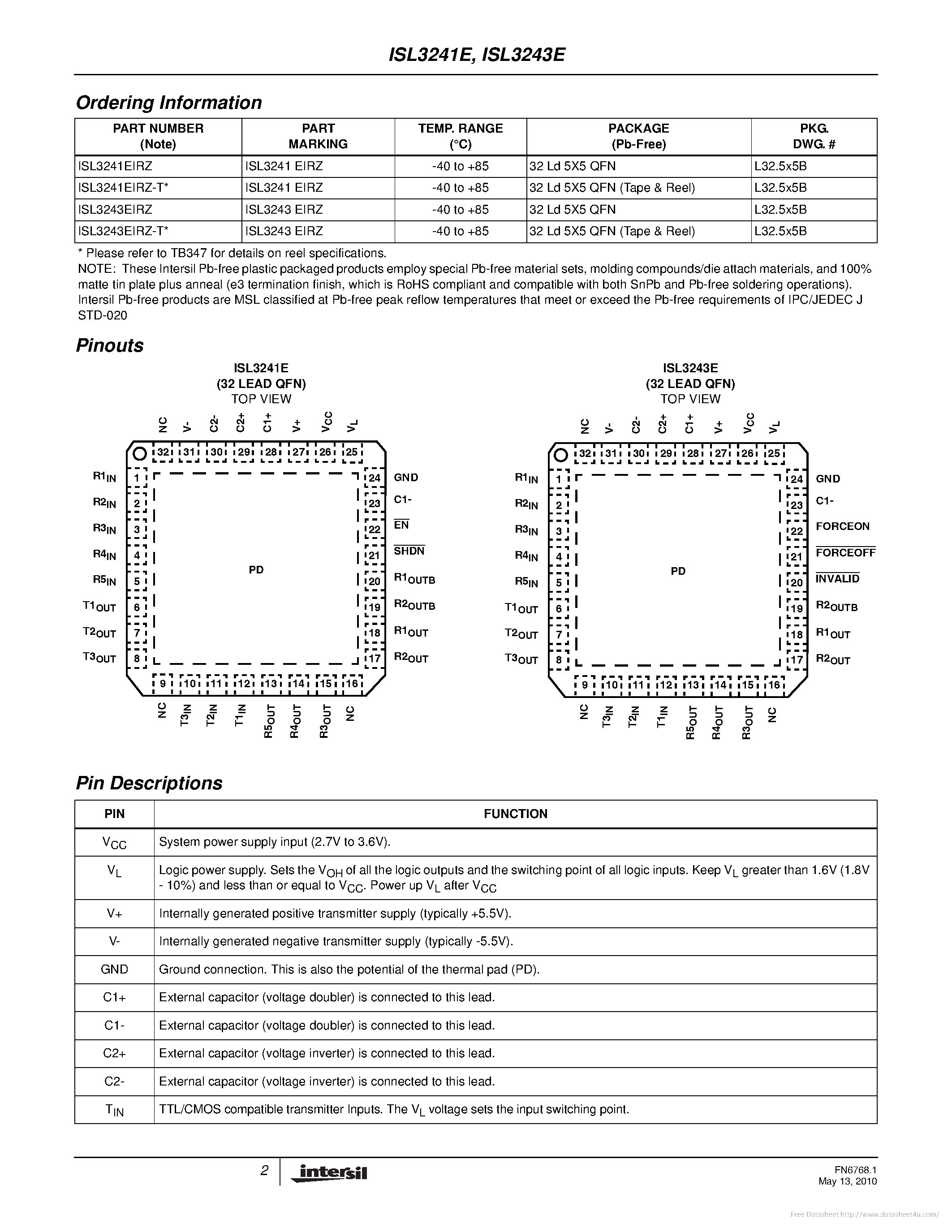 Datasheet ISL3241E - page 2