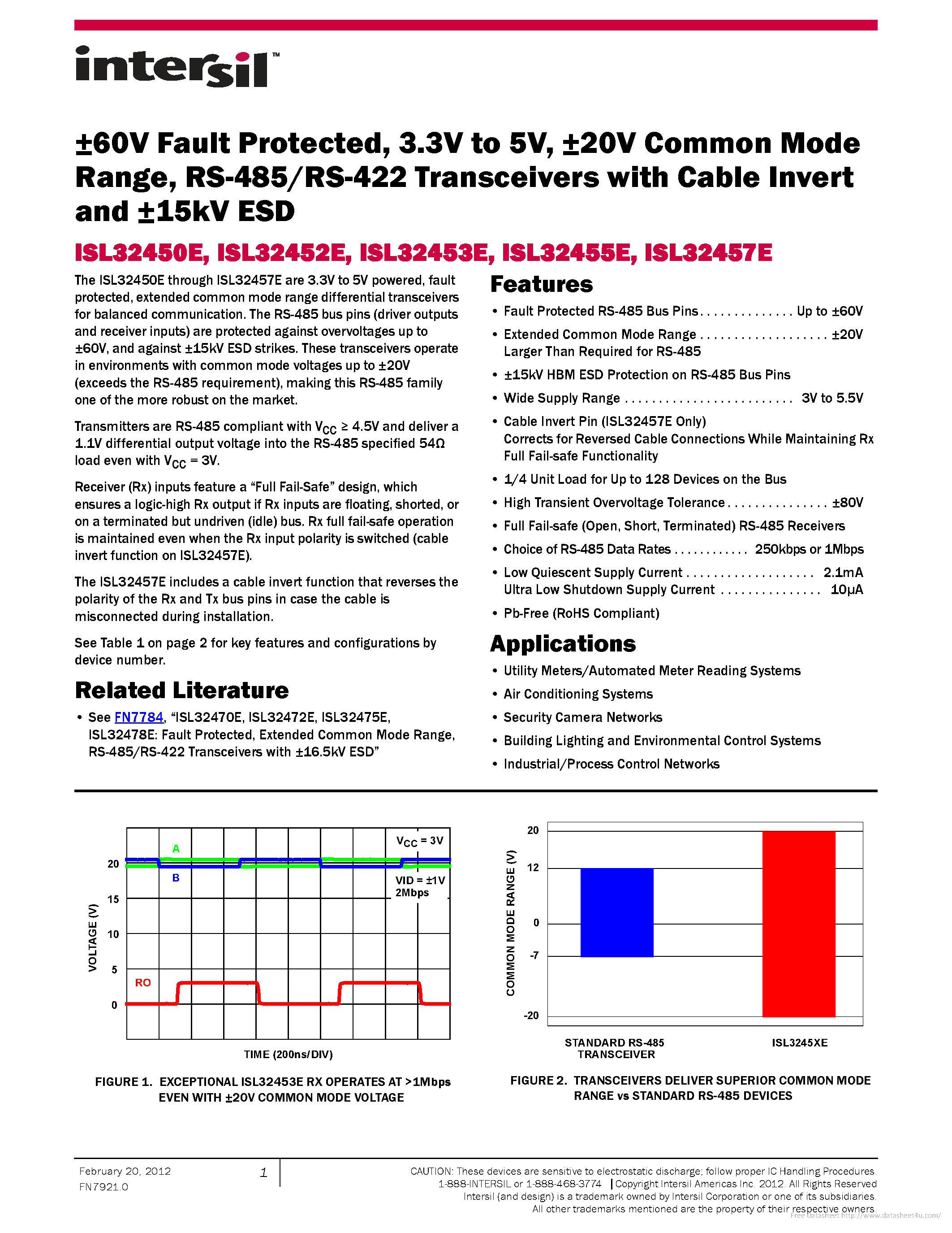 Datasheet ISL32450E - page 1