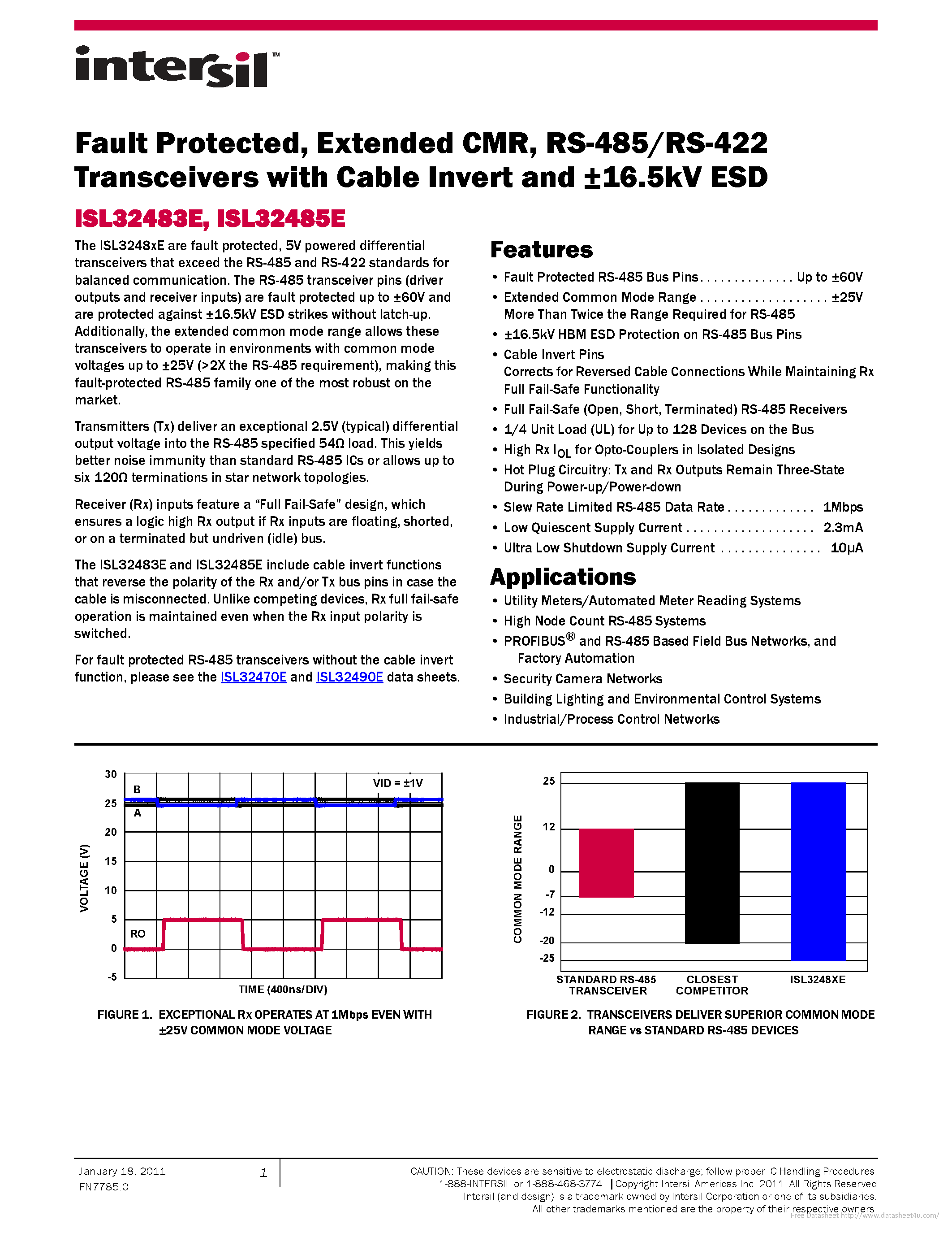 Datasheet ISL32483E - page 1