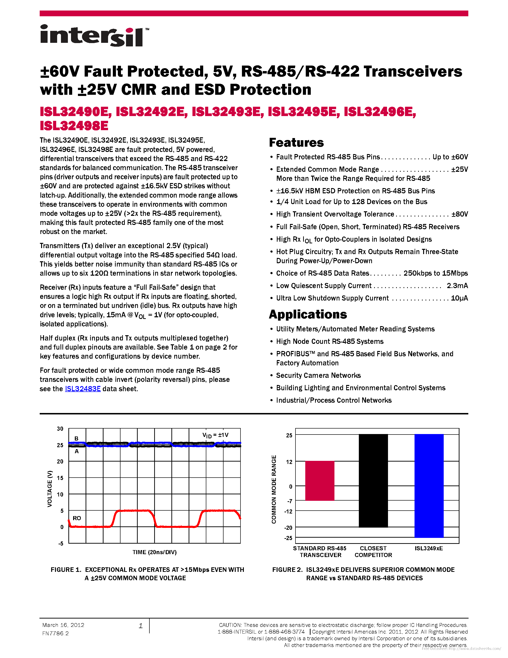 Datasheet ISL32490E - page 1