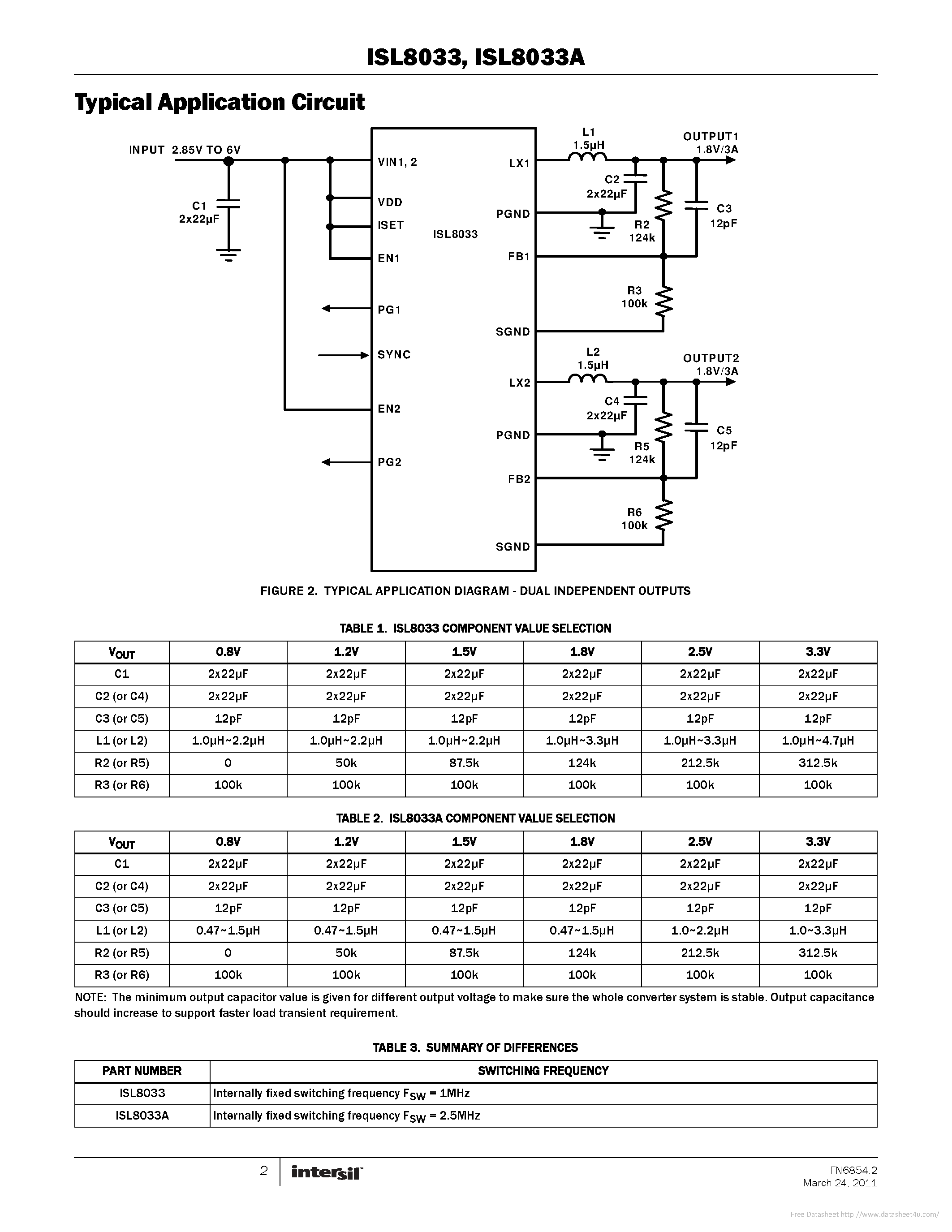 Datasheet ISL8033 - page 2