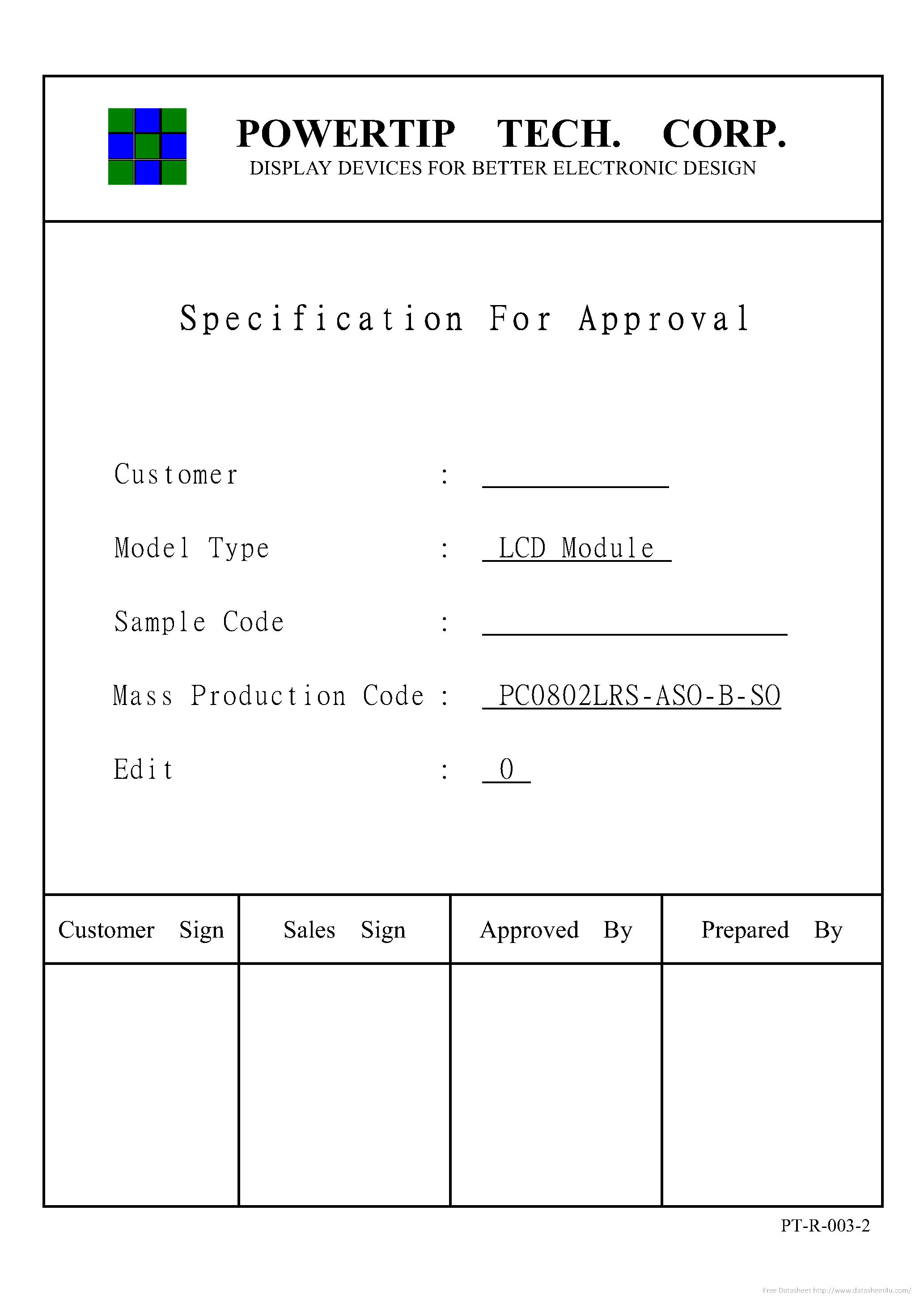 Datasheet PC0802LRS-ASO-B-SO - page 1