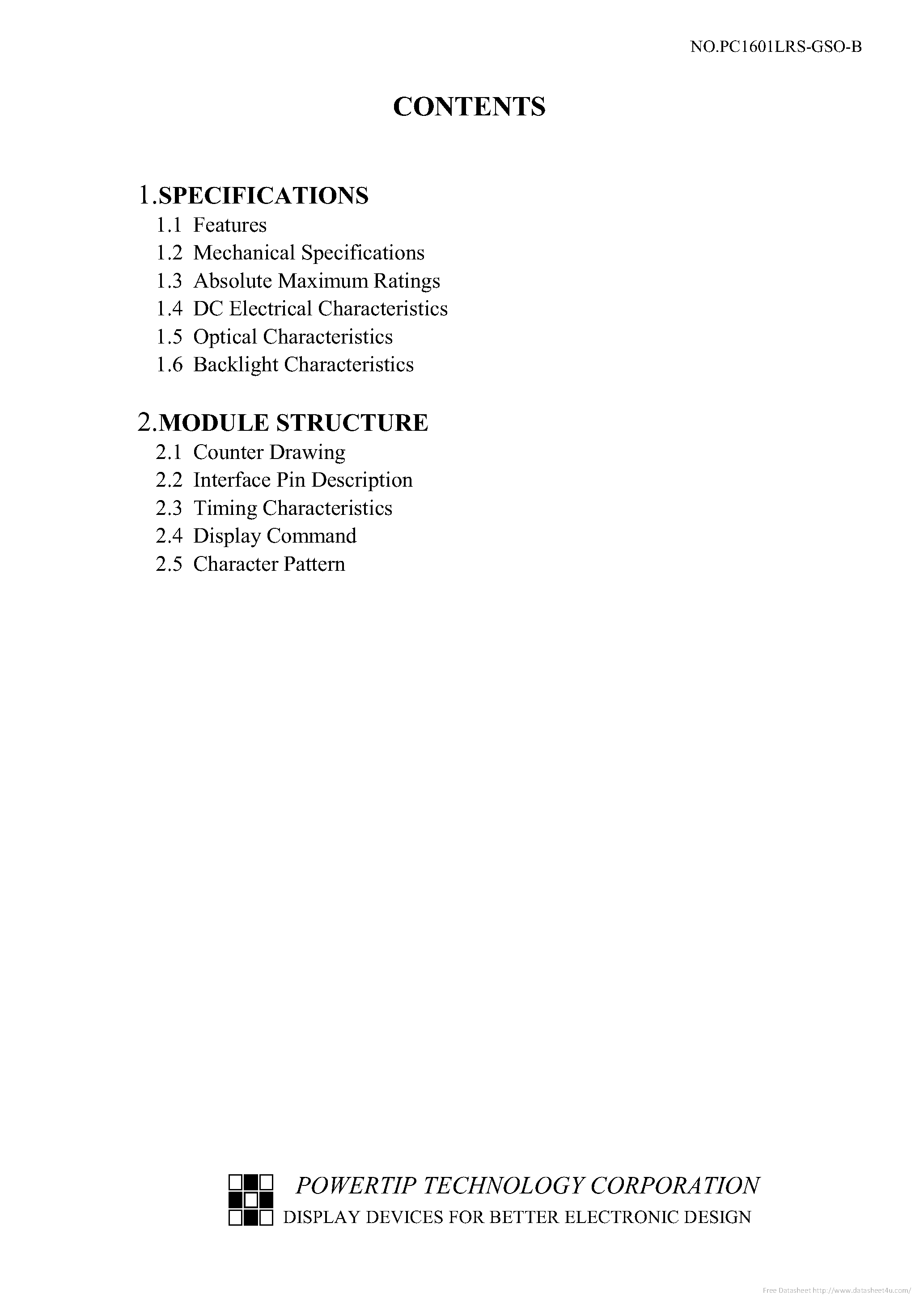 Datasheet PC1601LRS-GSO-B-SO - page 2