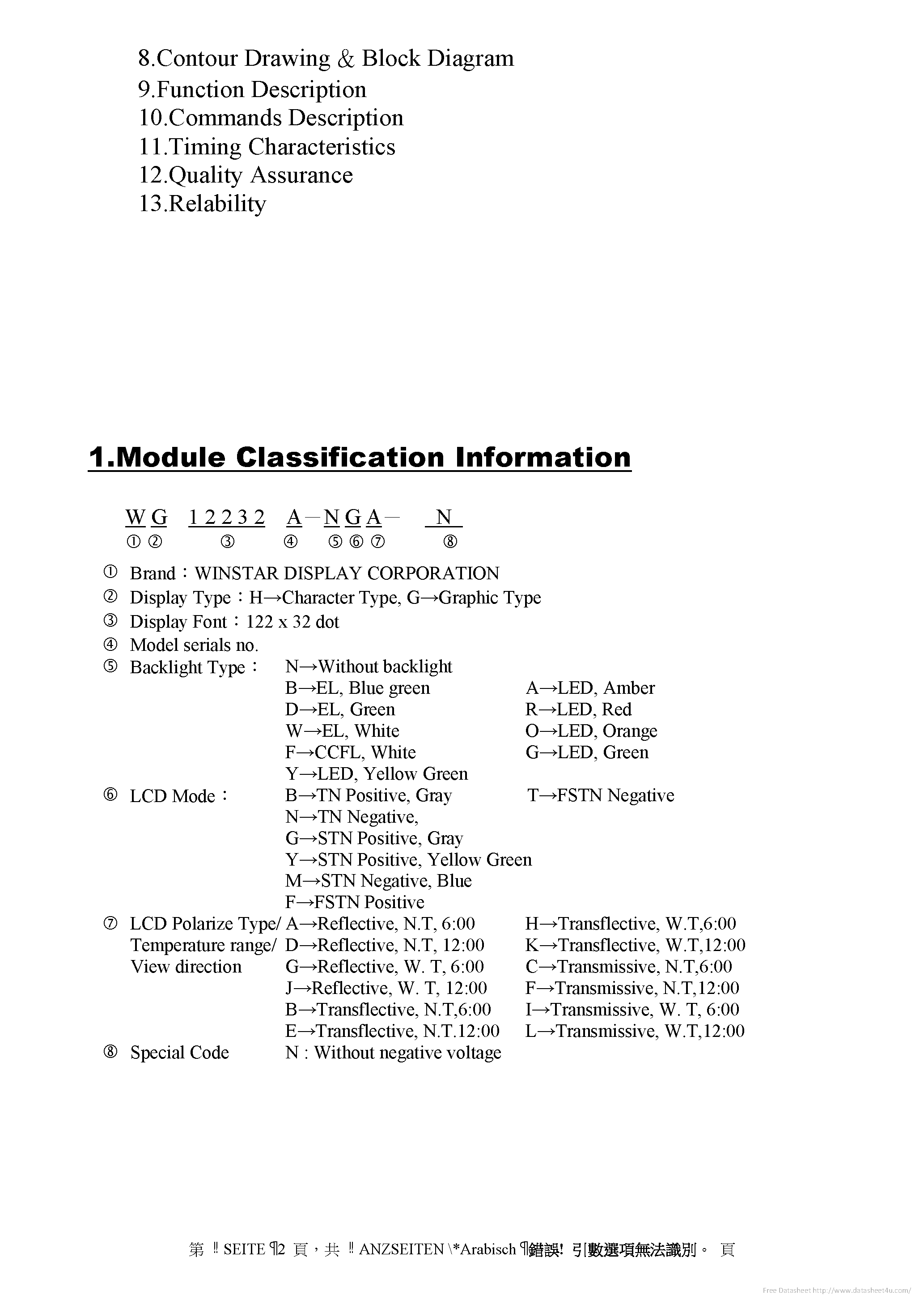 Даташит WG12232A-NGA-N - страница 2