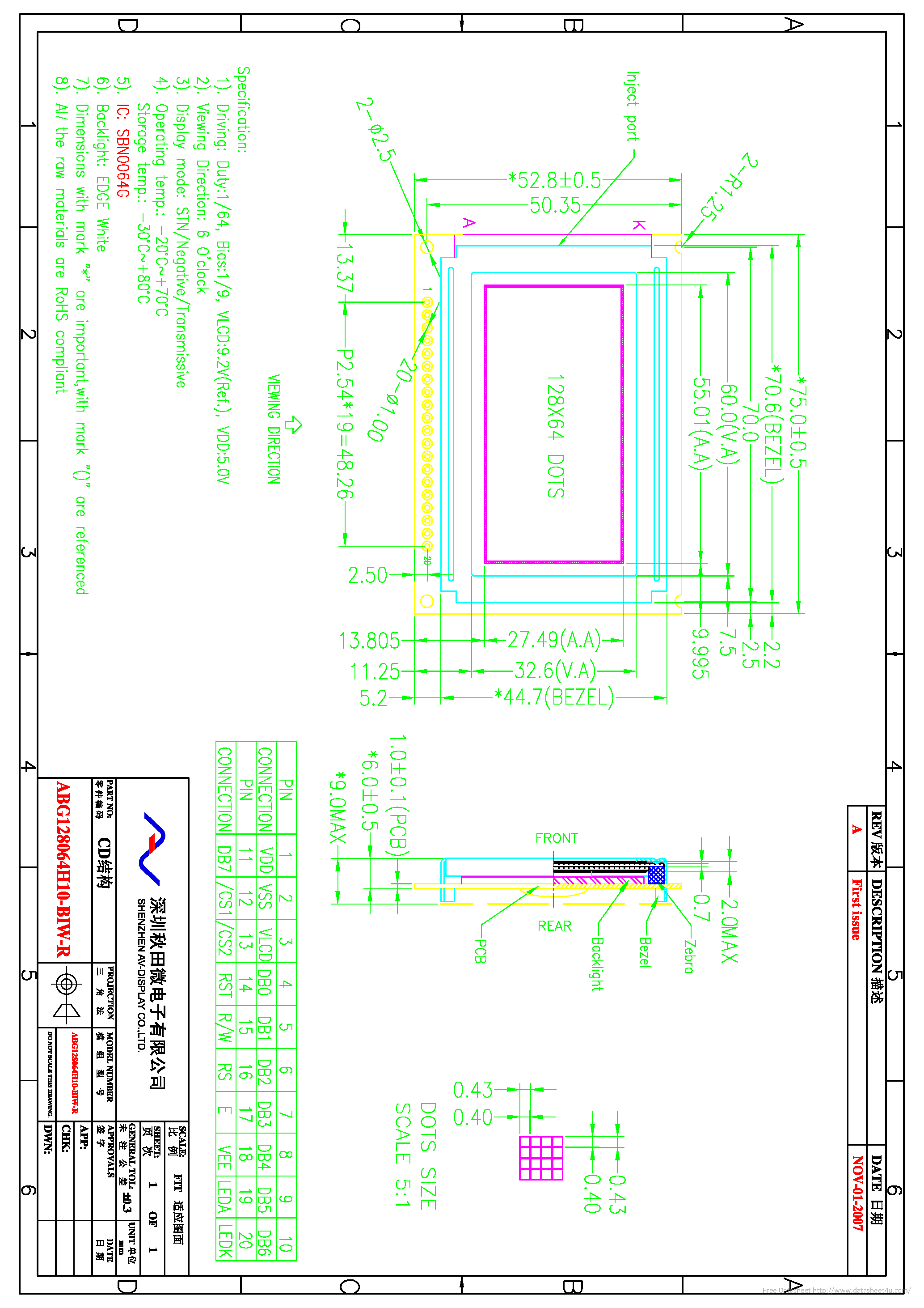 Datasheet ABG128064H10-BIW-R - page 1