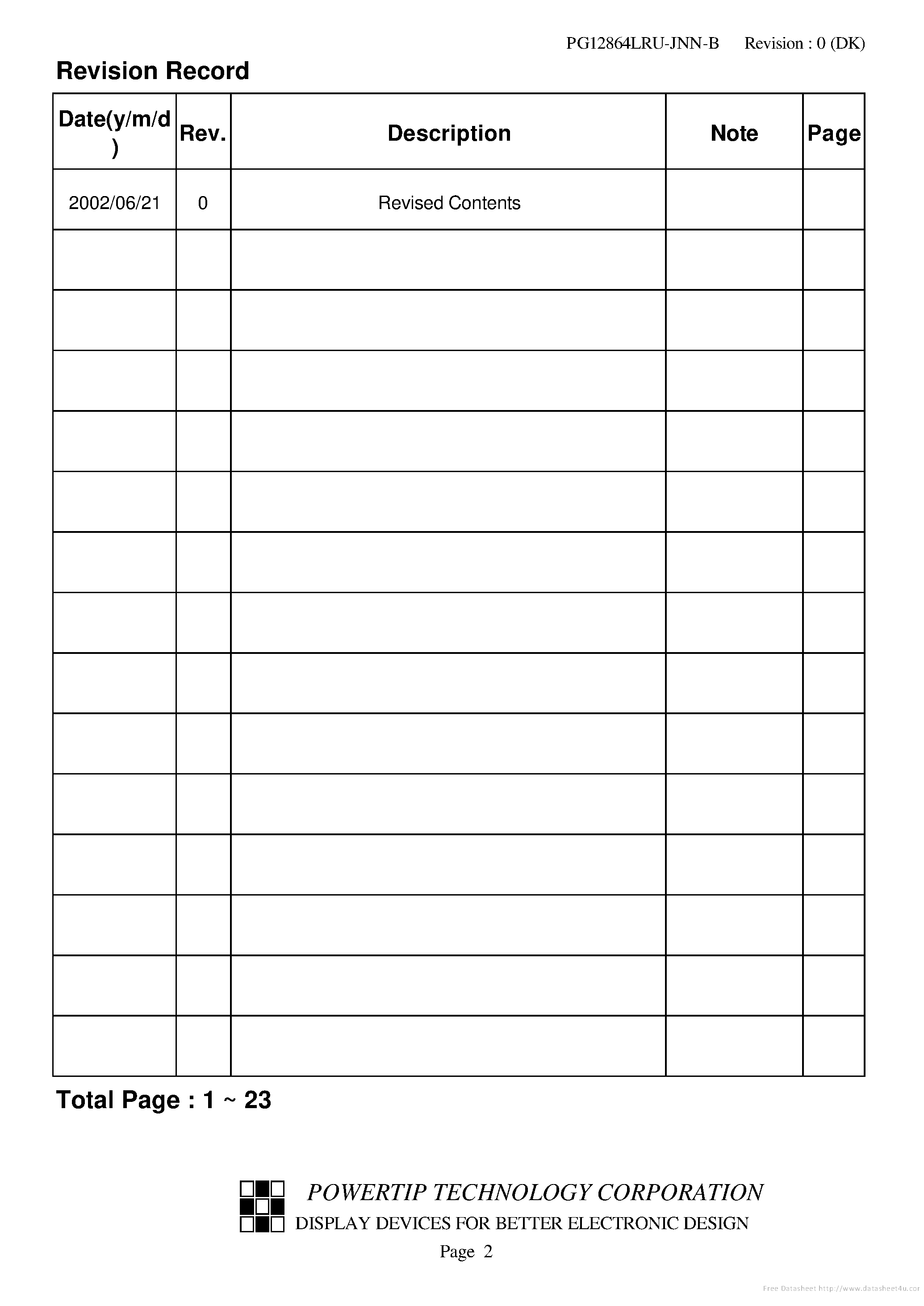 Datasheet PG12864LRU-JNN-B - page 2