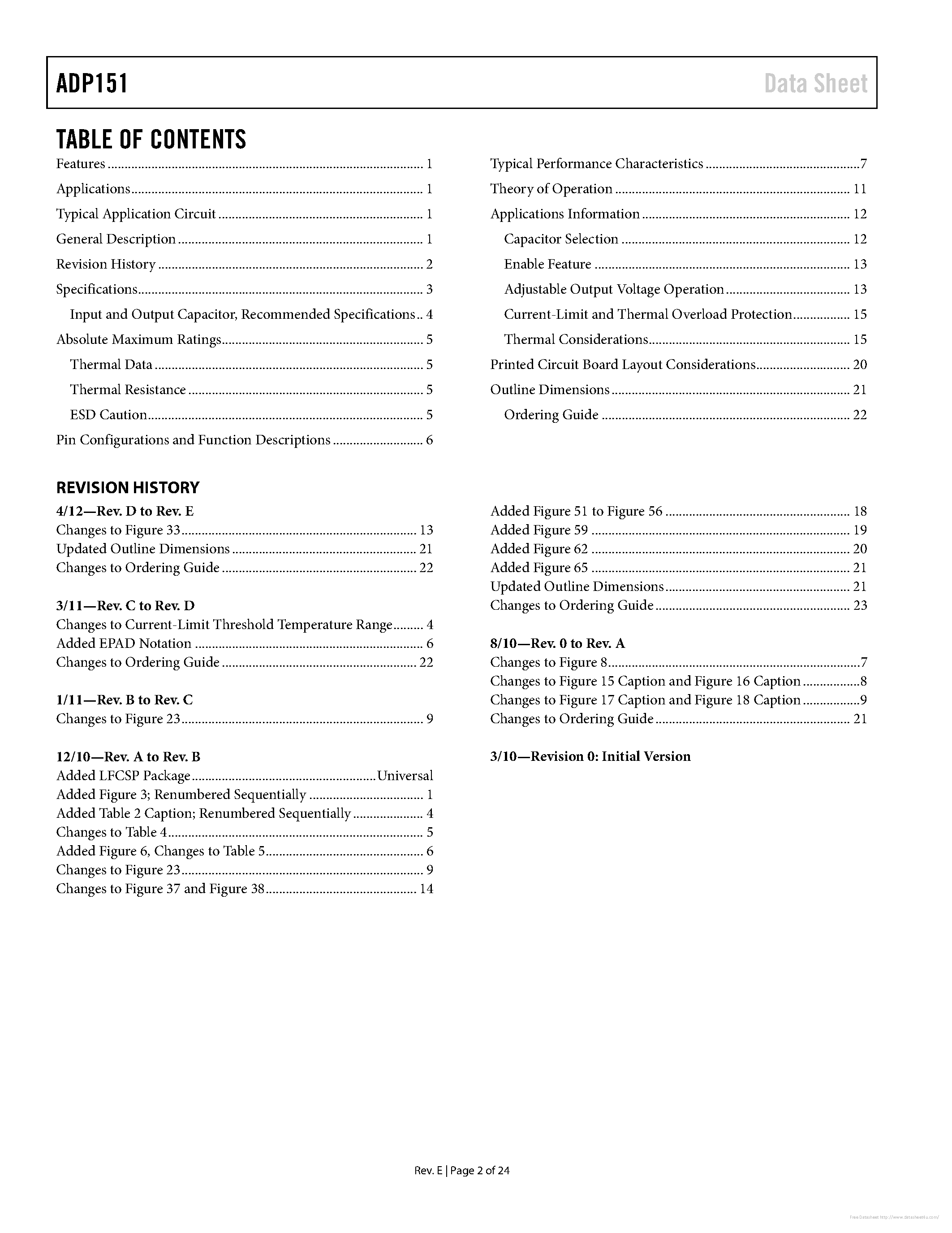 Datasheet ADP151 - page 2