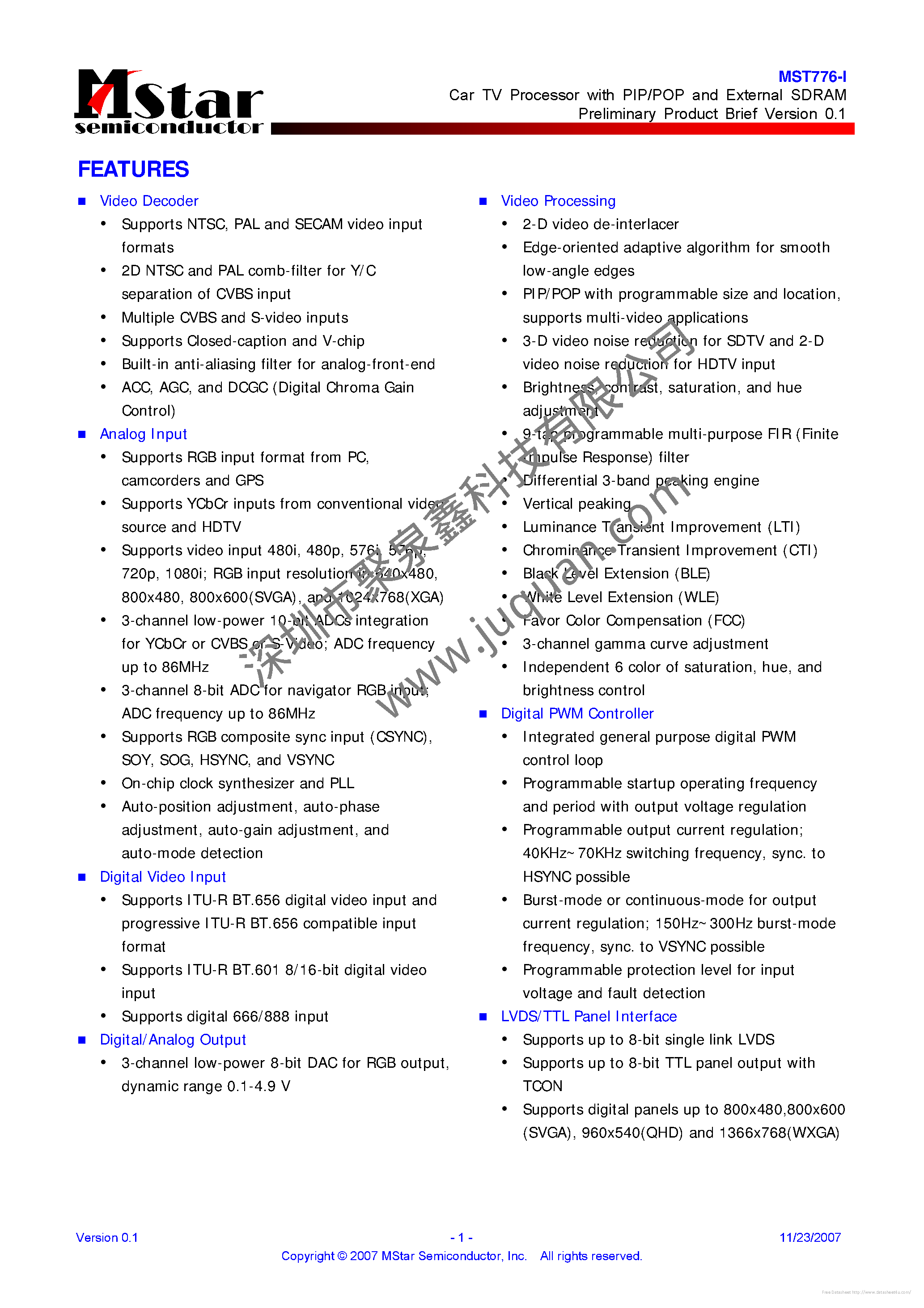 Datasheet MST776-I - page 1